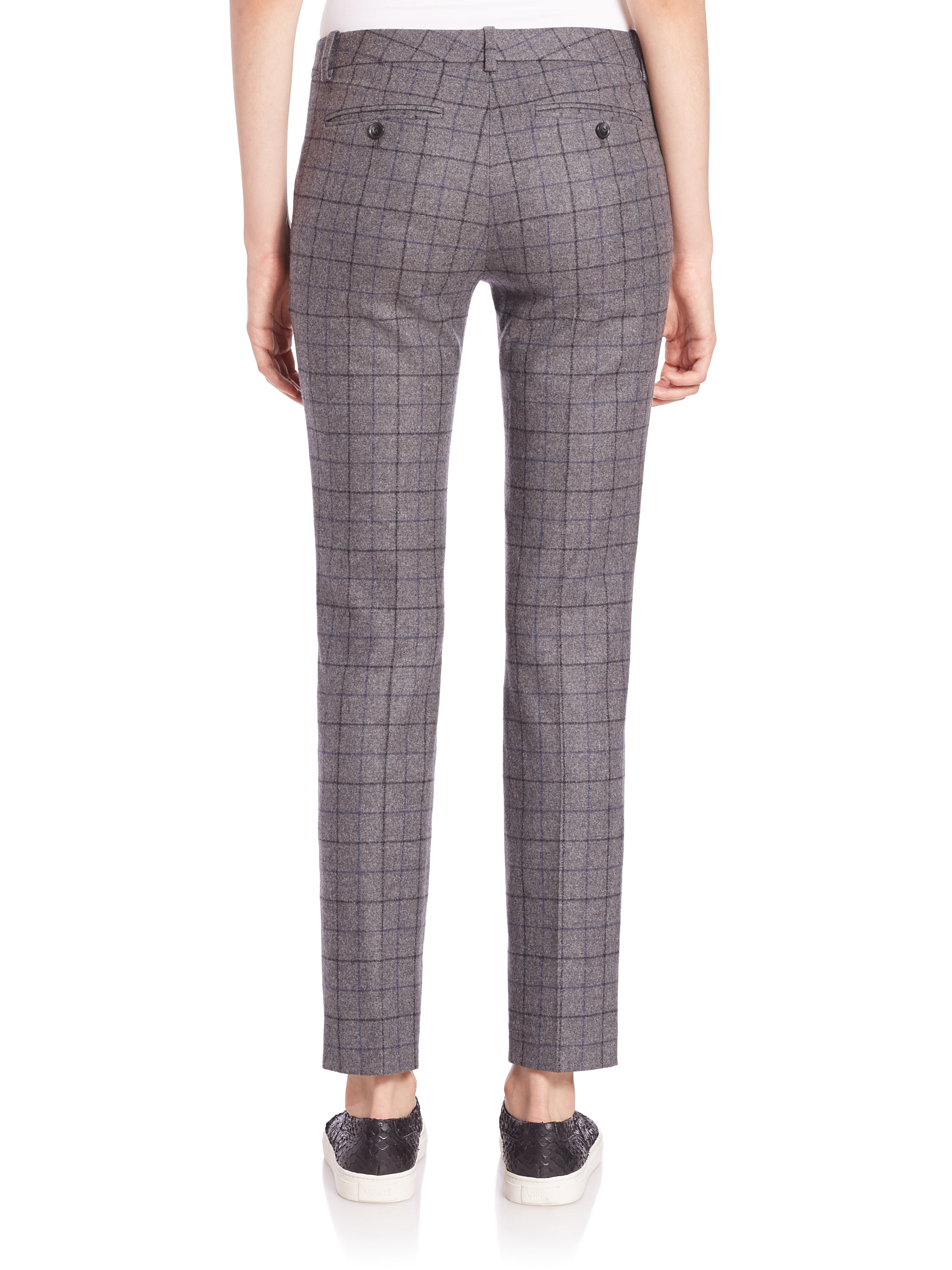 Theory Treeca Plaid Stretch-wool Pants in Charcoal (Gray) - Lyst