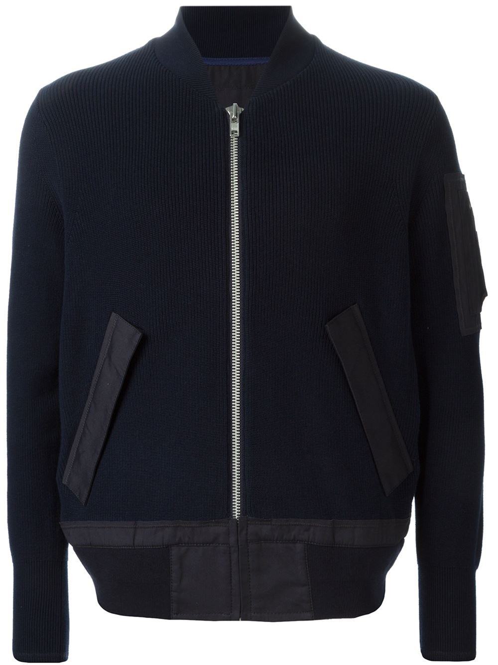 Sacai Ribbed Bomber Jacket in Blue for Men | Lyst