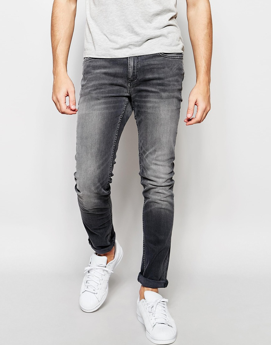 Jack & jones Washed Grey Jeans In Skinny Fit With Stretch in Gray for ...
