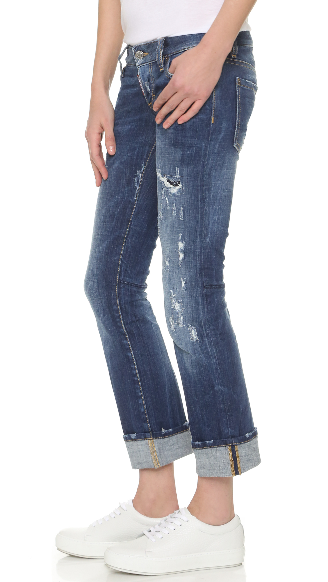 rolled up bootcut jeans