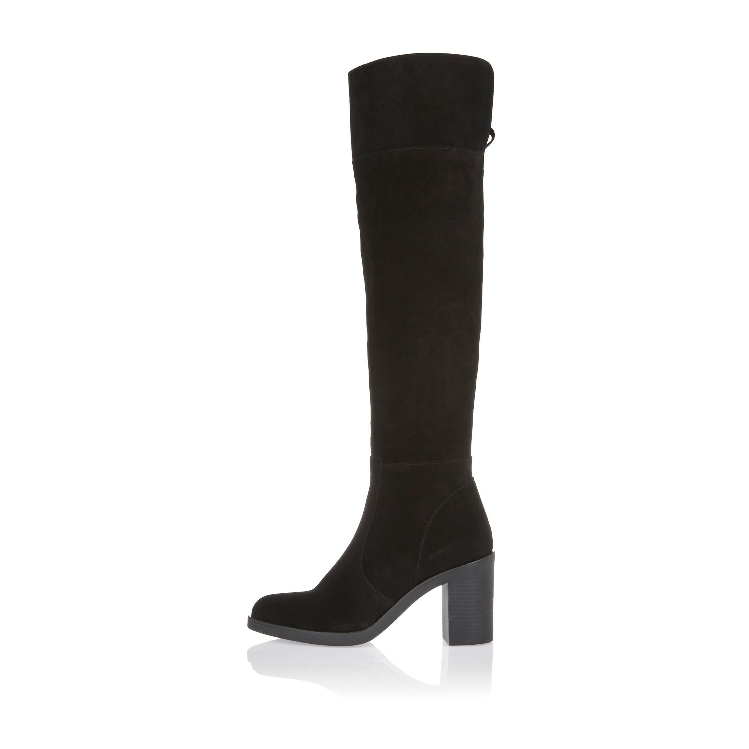 River Island Black Suede Knee High Boots - Lyst