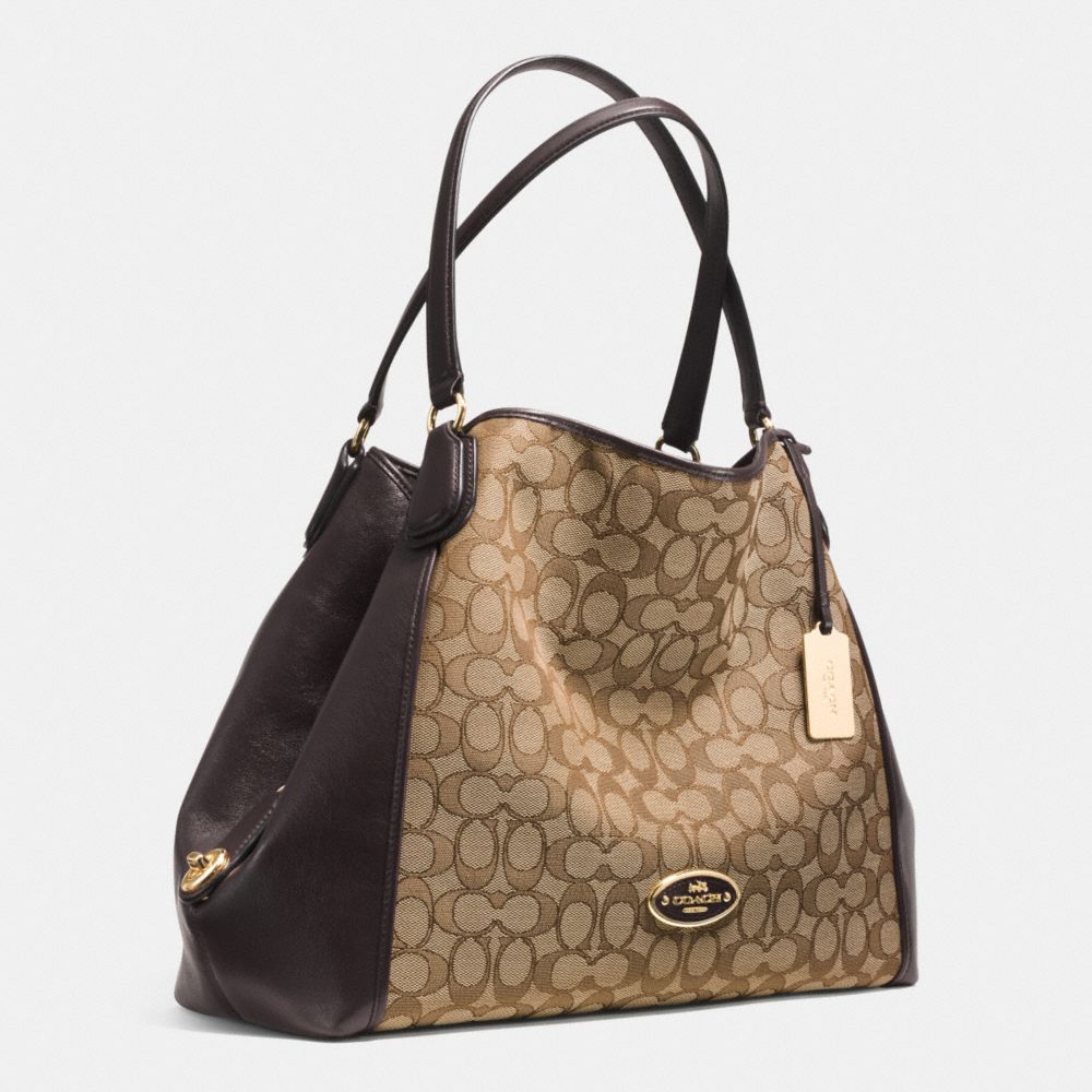 Coach Edie Shoulder Bag In Signature Jacquard in Brown (LIGHT GOLD/BROWN/BLACK) | Lyst