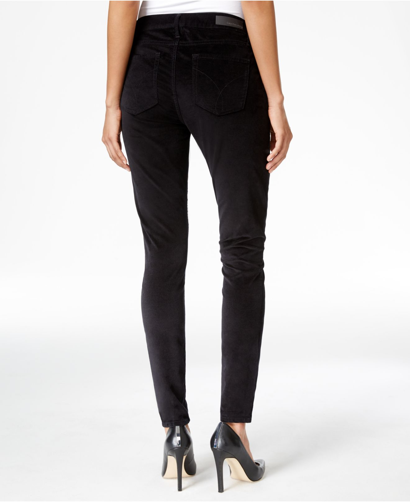 Calvin Klein Velvet Skinny Jeans in Black - Lyst