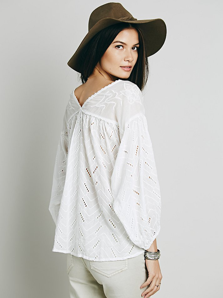 eyelet peasant top