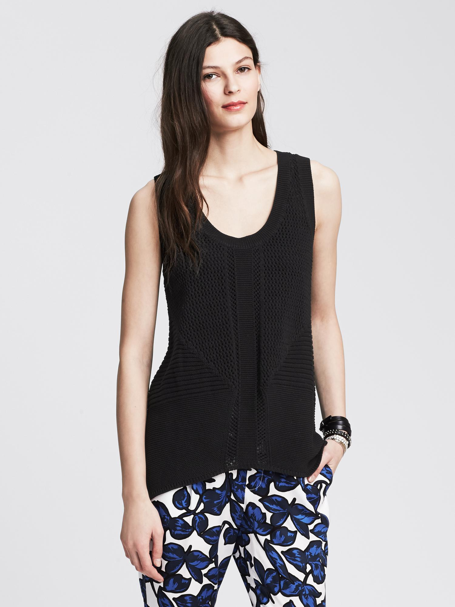 Banana republic Mesh Sweater Tank in Black Lyst