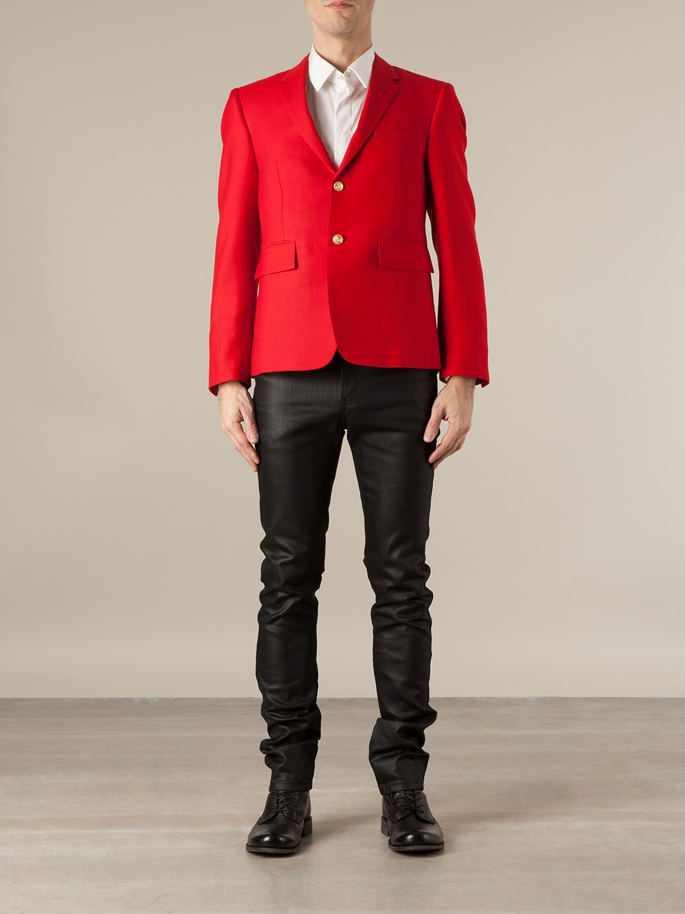 Thom Browne Ribbon Laced Blazer in Red for Men - Lyst