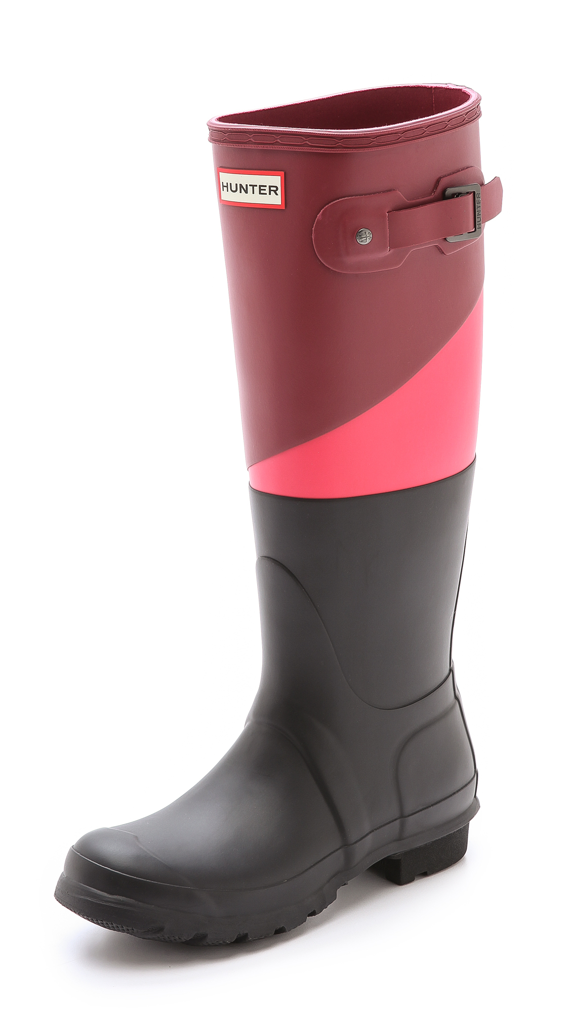 HUNTER Original Asymmetrical Colorblock Boots - Damson/Bright Watermelon in  Red | Lyst Canada
