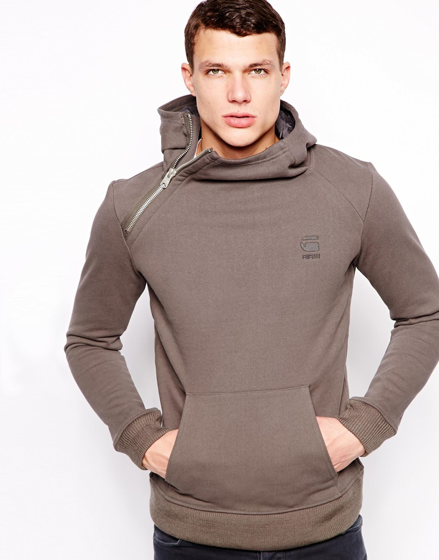 G-Star RAW G Star Hooded Sweatshirt Navy Hooded Side Zip in Brown for Men |  Lyst
