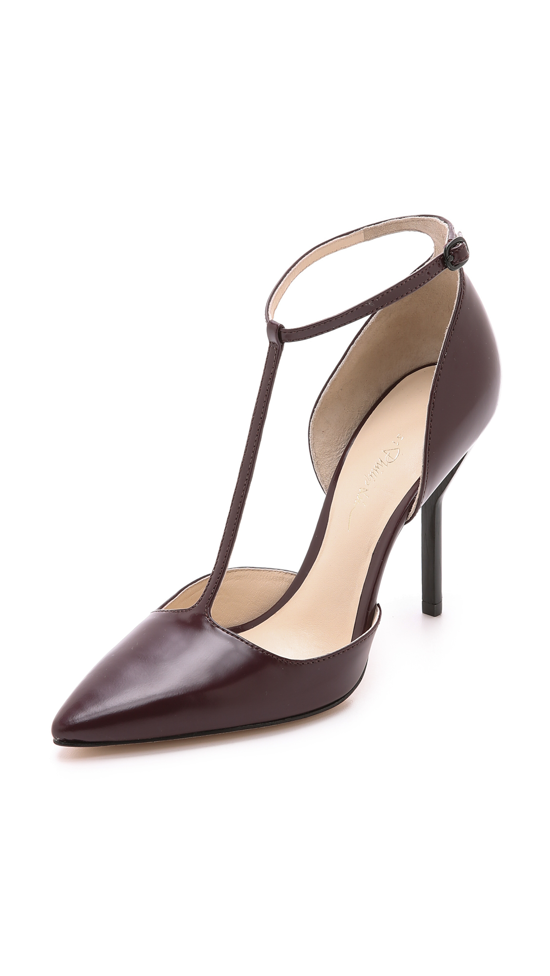 burgundy t strap heels
