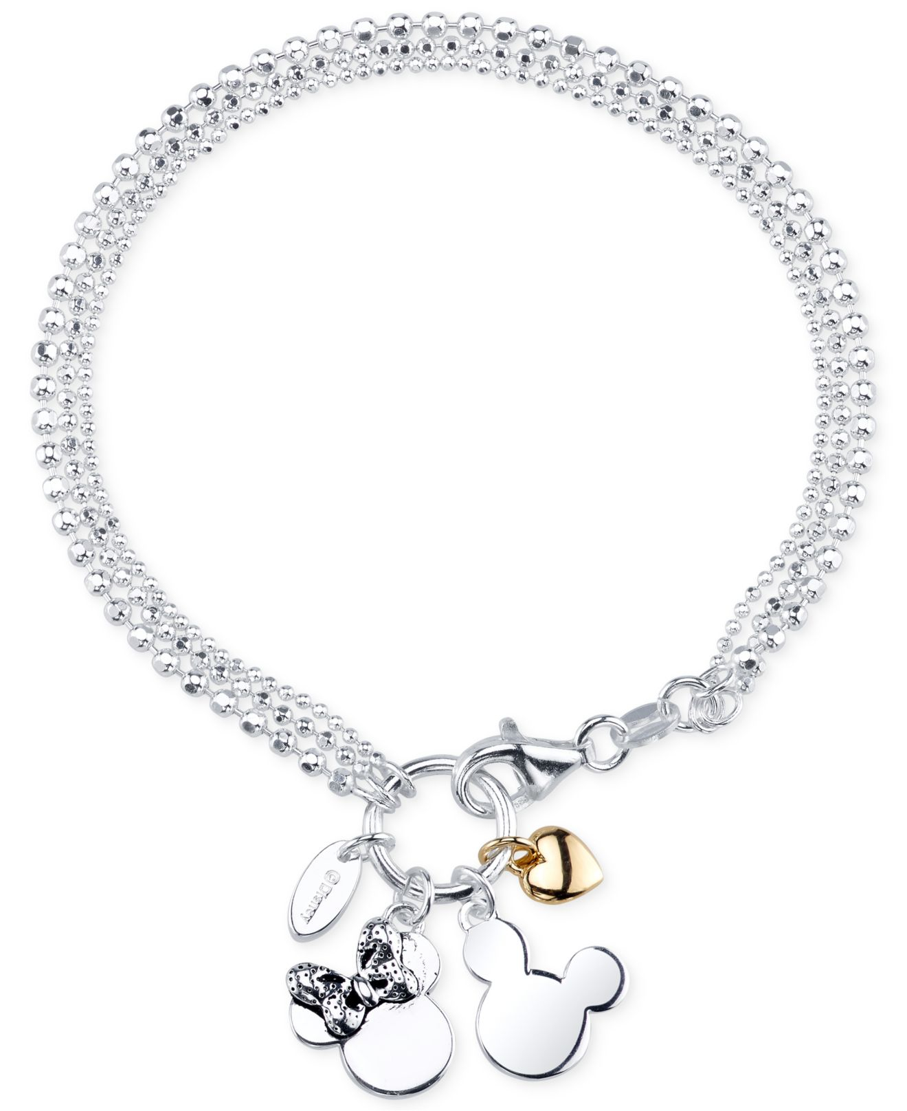 Disney Two-tone Mickey And Minnie Mouse Charm Bracelet In Sterling Silver  And 14k Gold-plated Sterling Silver in Metallic | Lyst