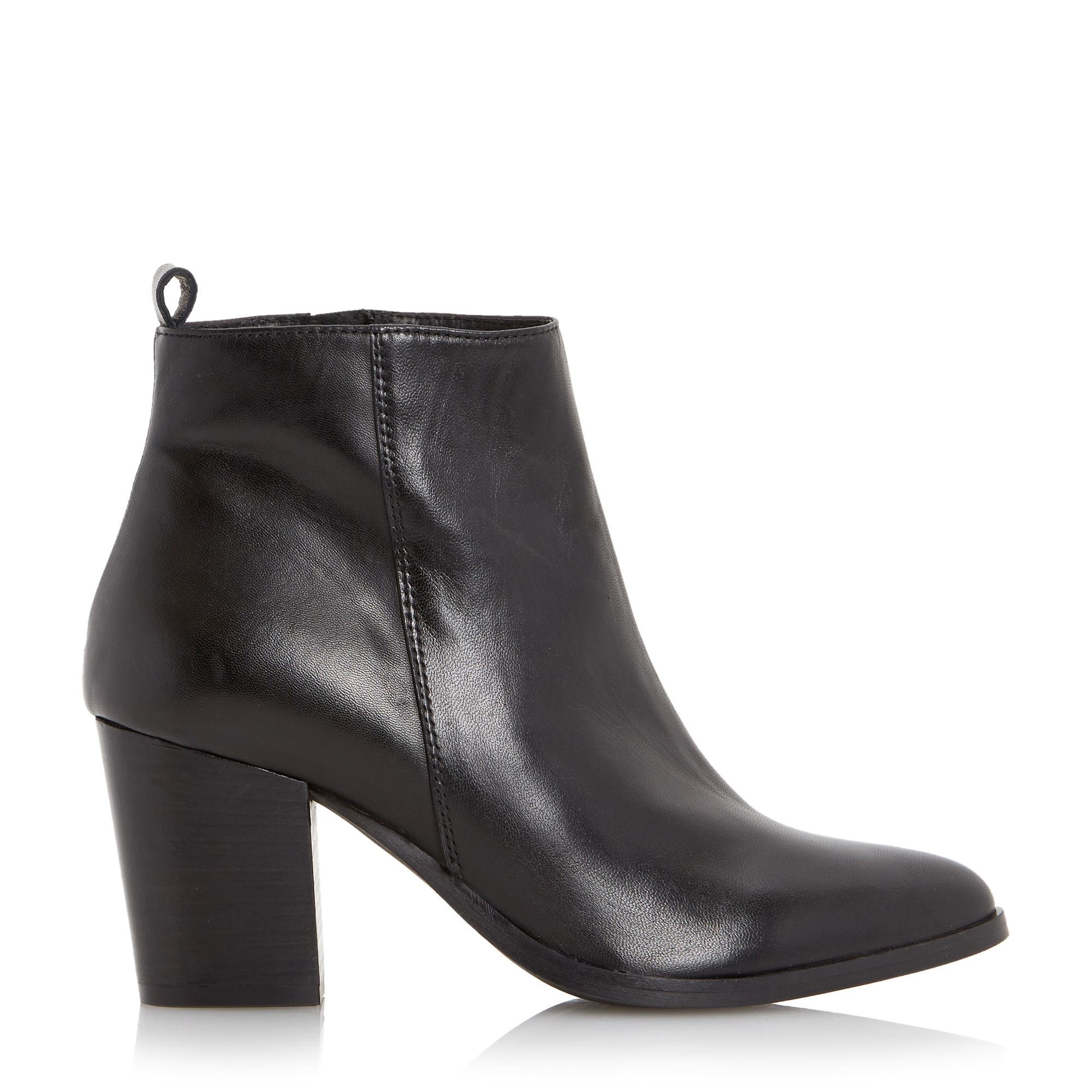 Dune black Piper Pointed Toe Heeled Ankle Boots in Black (Black Leather ...