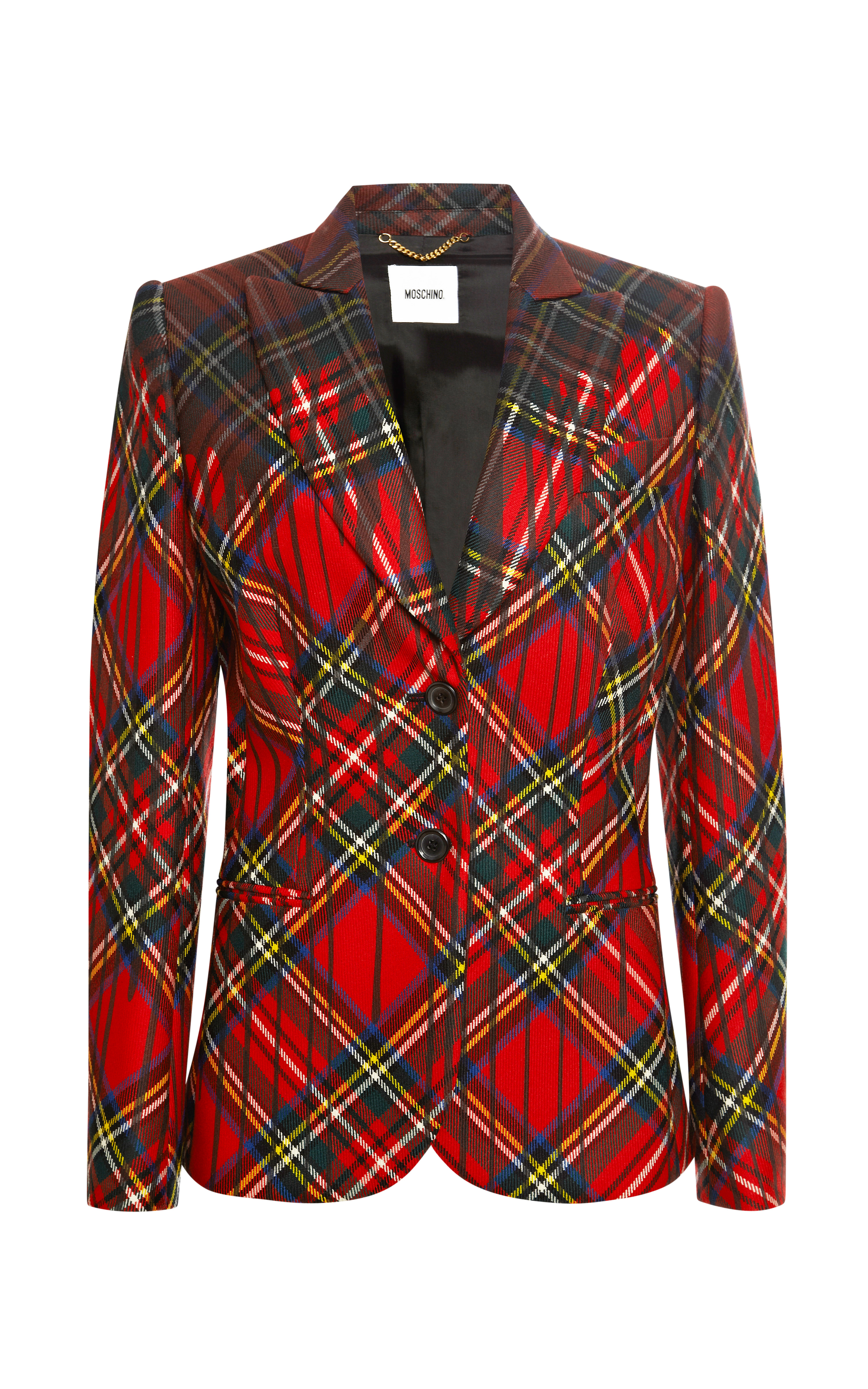 Moschino Tartan Plaid Jacket with Paint Drip Effect in Red Lyst