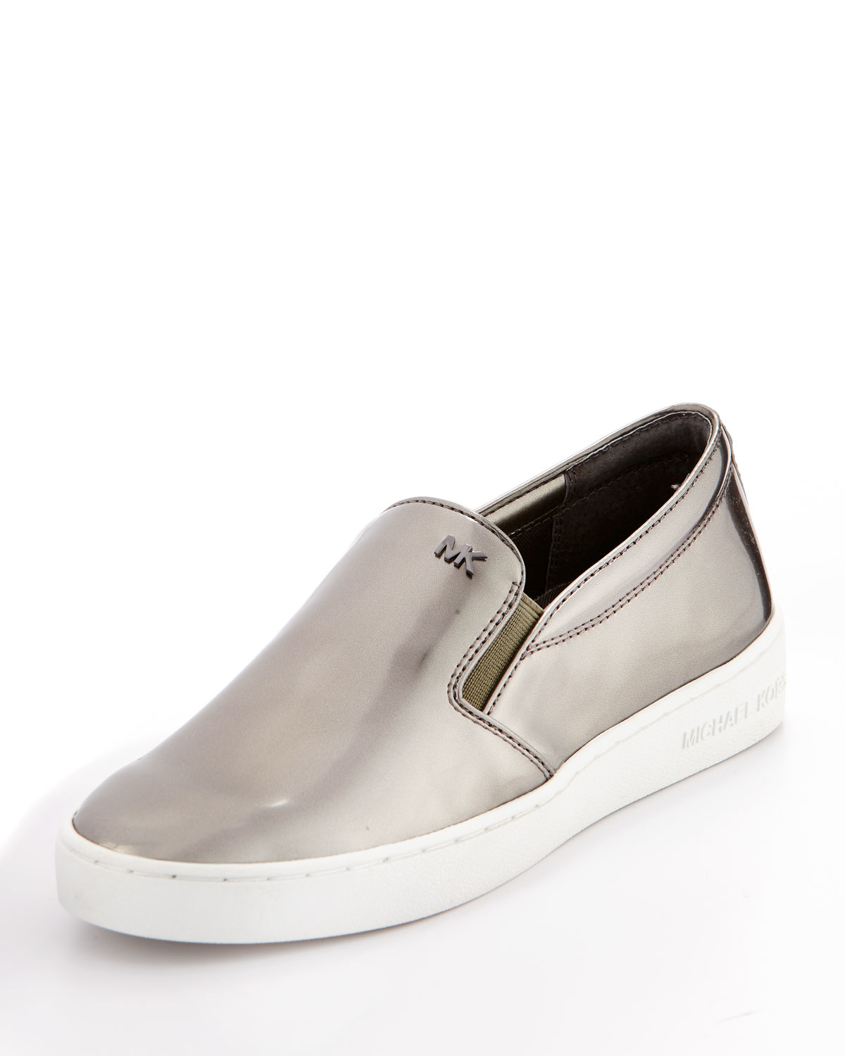 michael kors silver slip on shoes