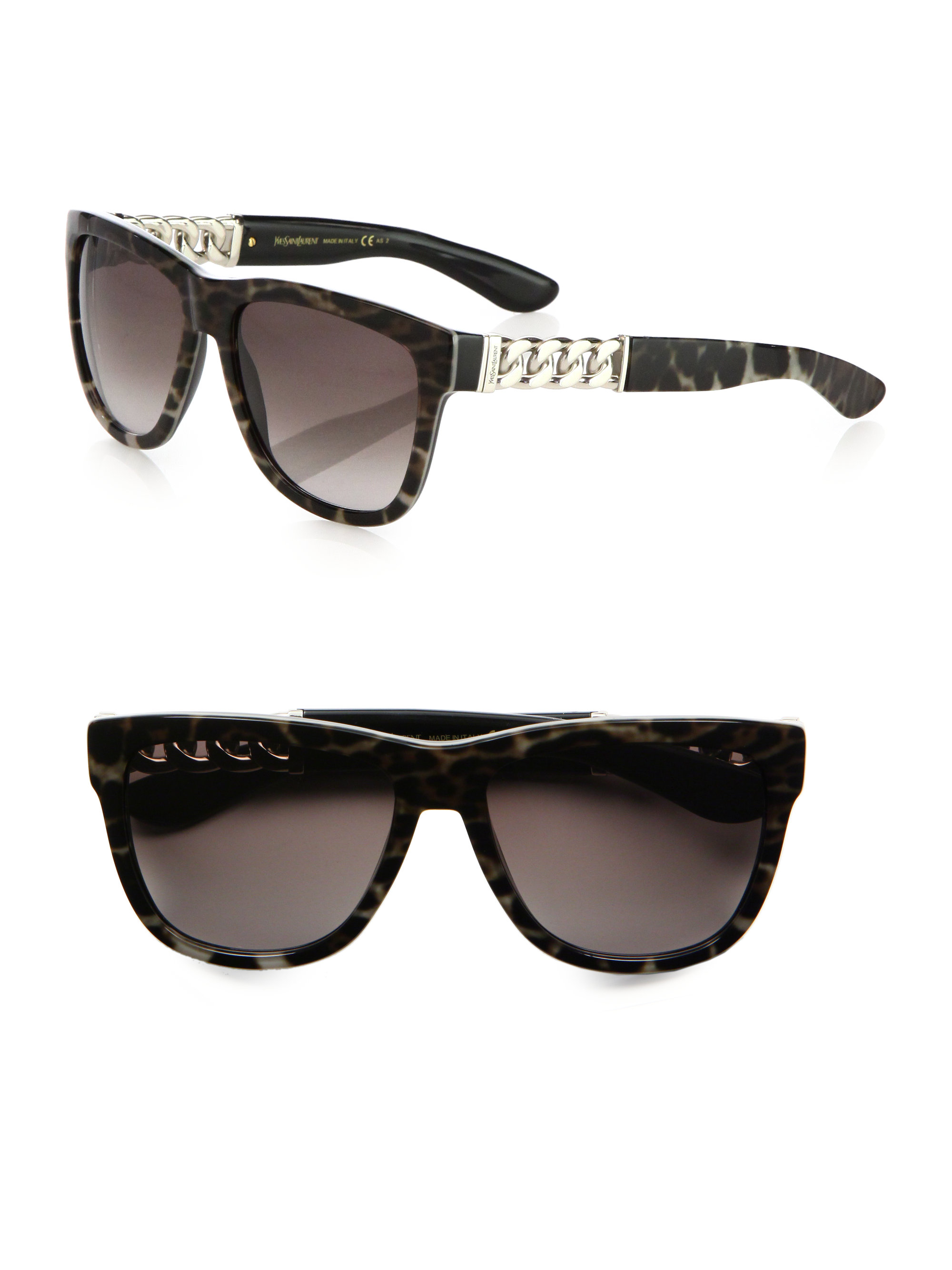 Saint Laurent Square Wayfarer Sunglasses in Black - Lyst