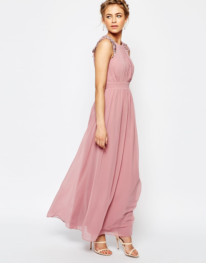 little mistress pink maxi dress