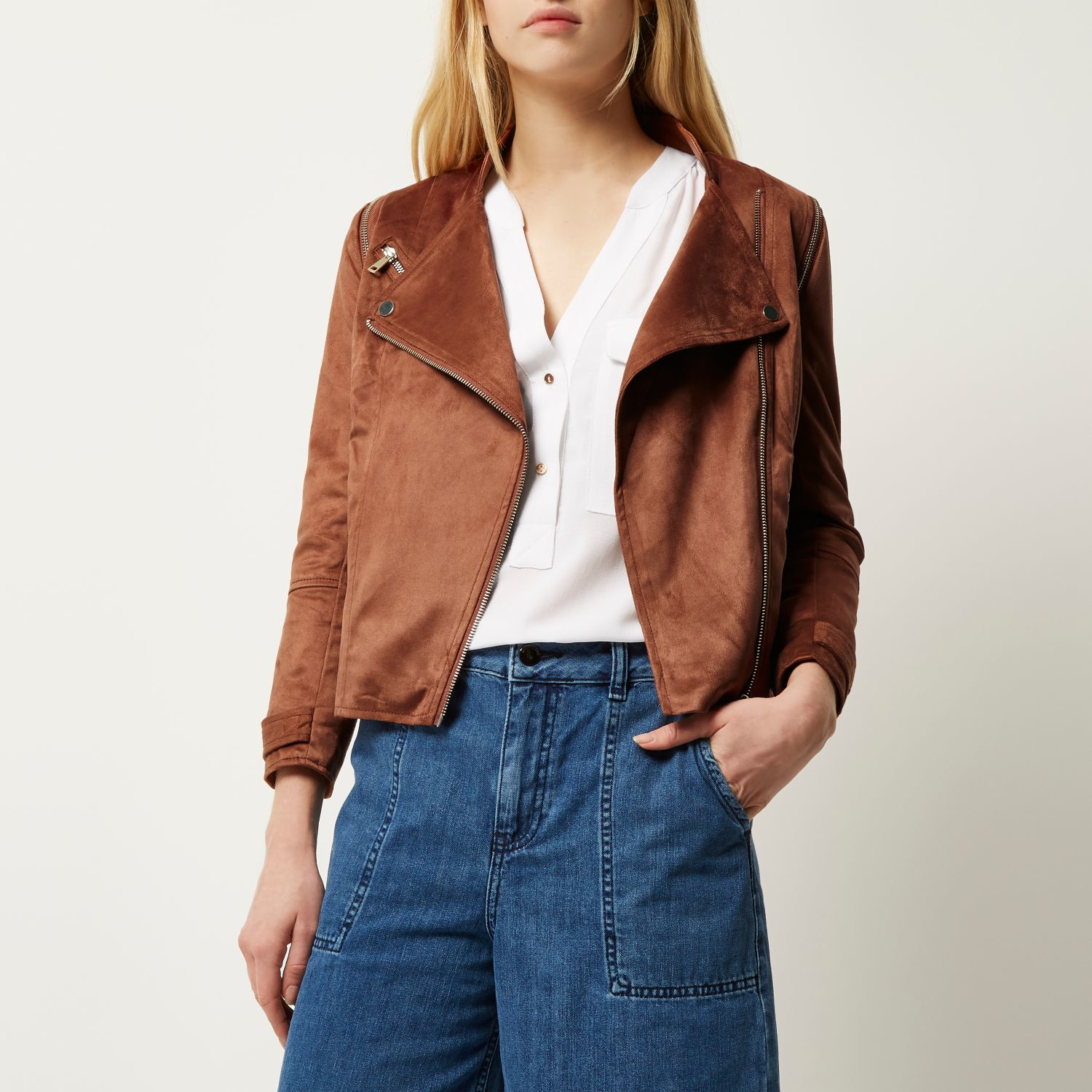 rust suede biker jacket