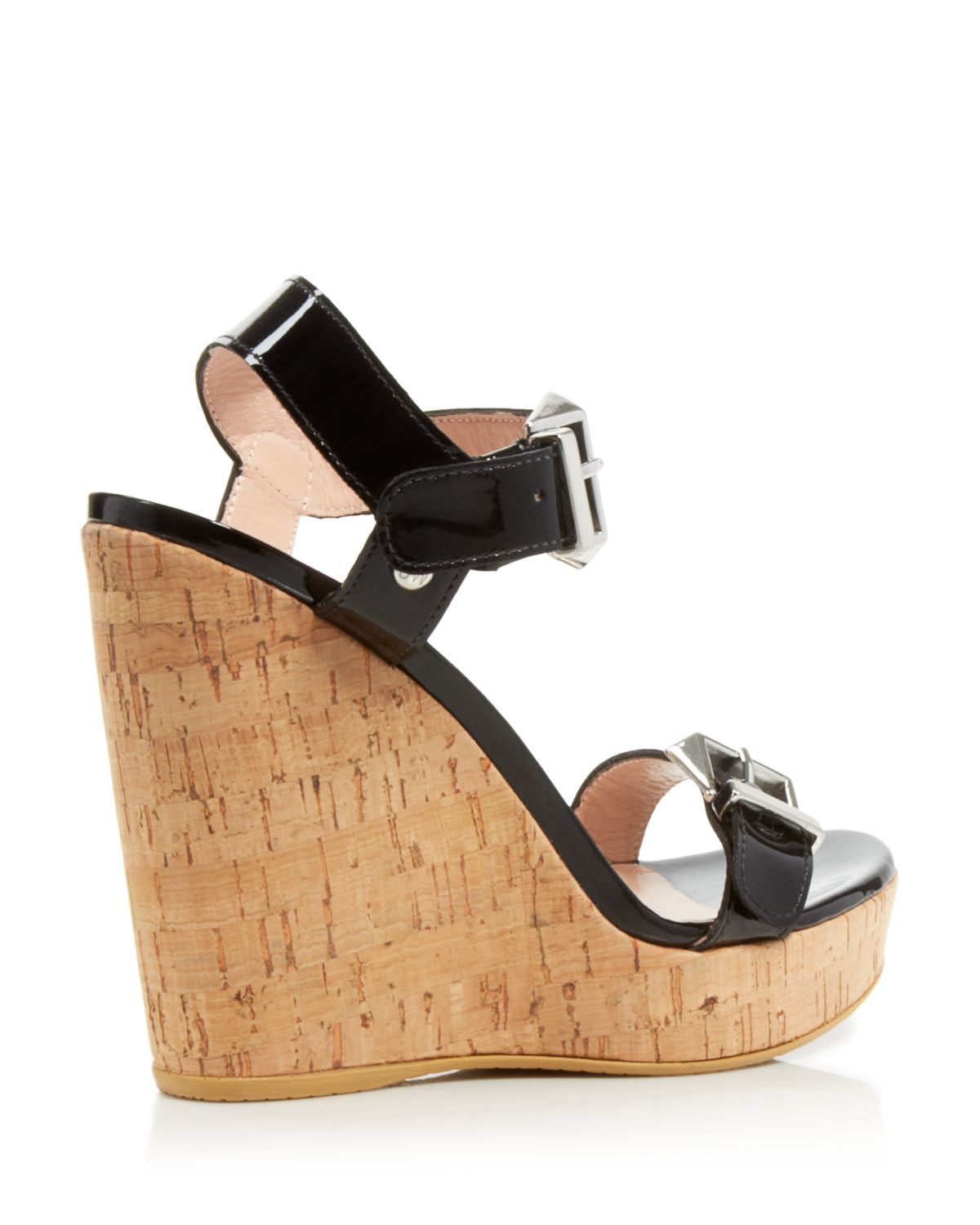 ... weitzman Ankle Strap Platform Wedge Sandals - Twomuch Cork in Black