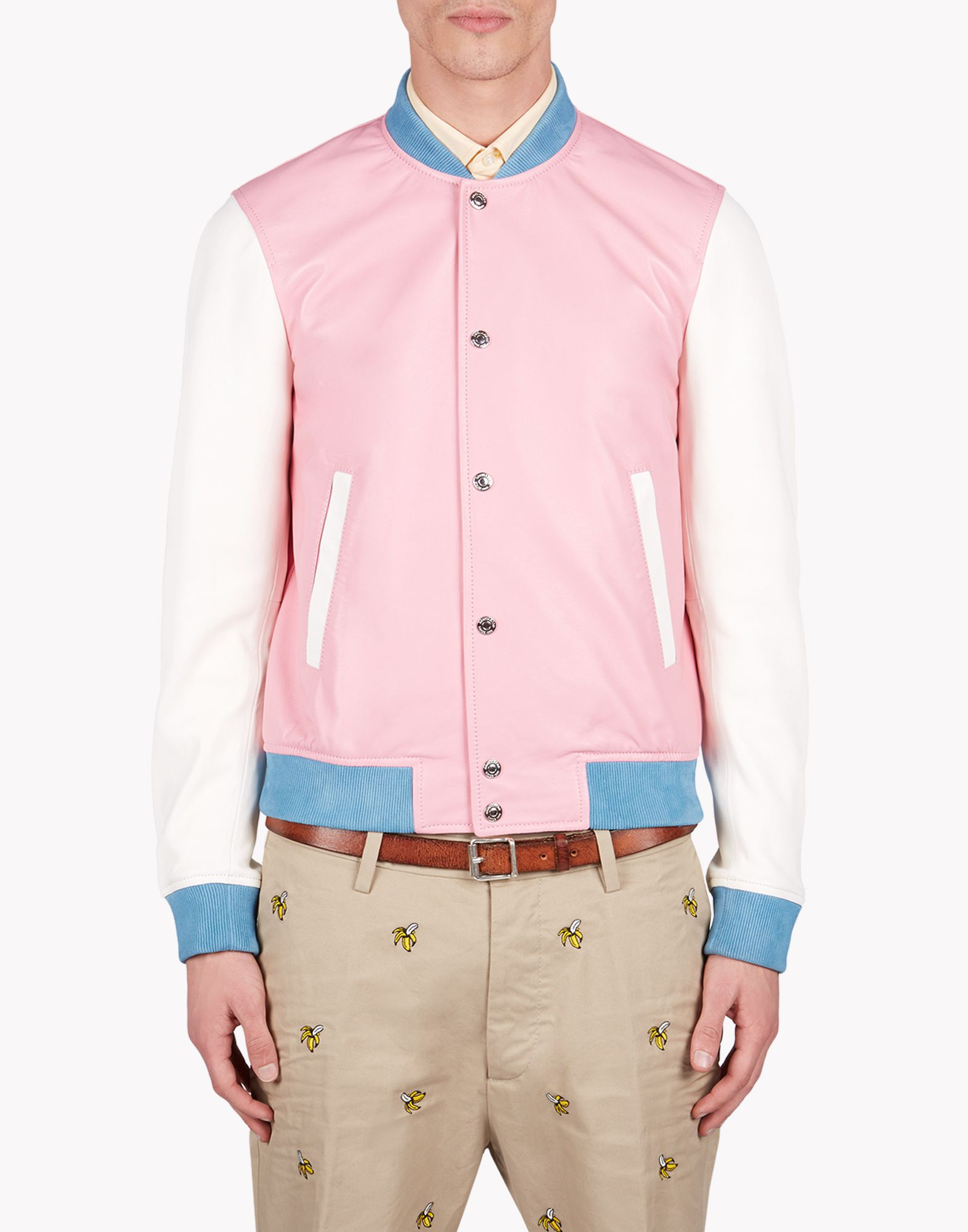 Dsquared² Pastel Leather Bomber in Pink for Men Lyst