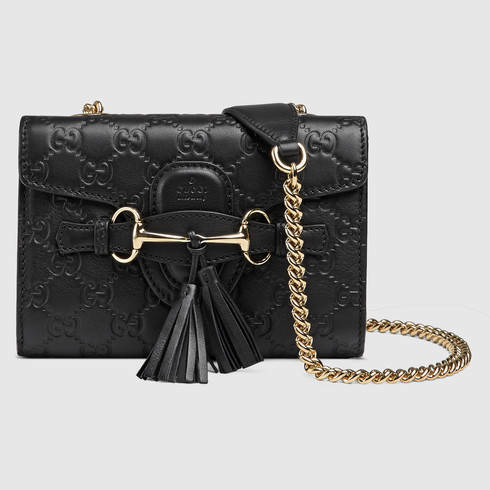 Gucci Leather Emily Ssima Mini Shoulder Bag in Black - Lyst