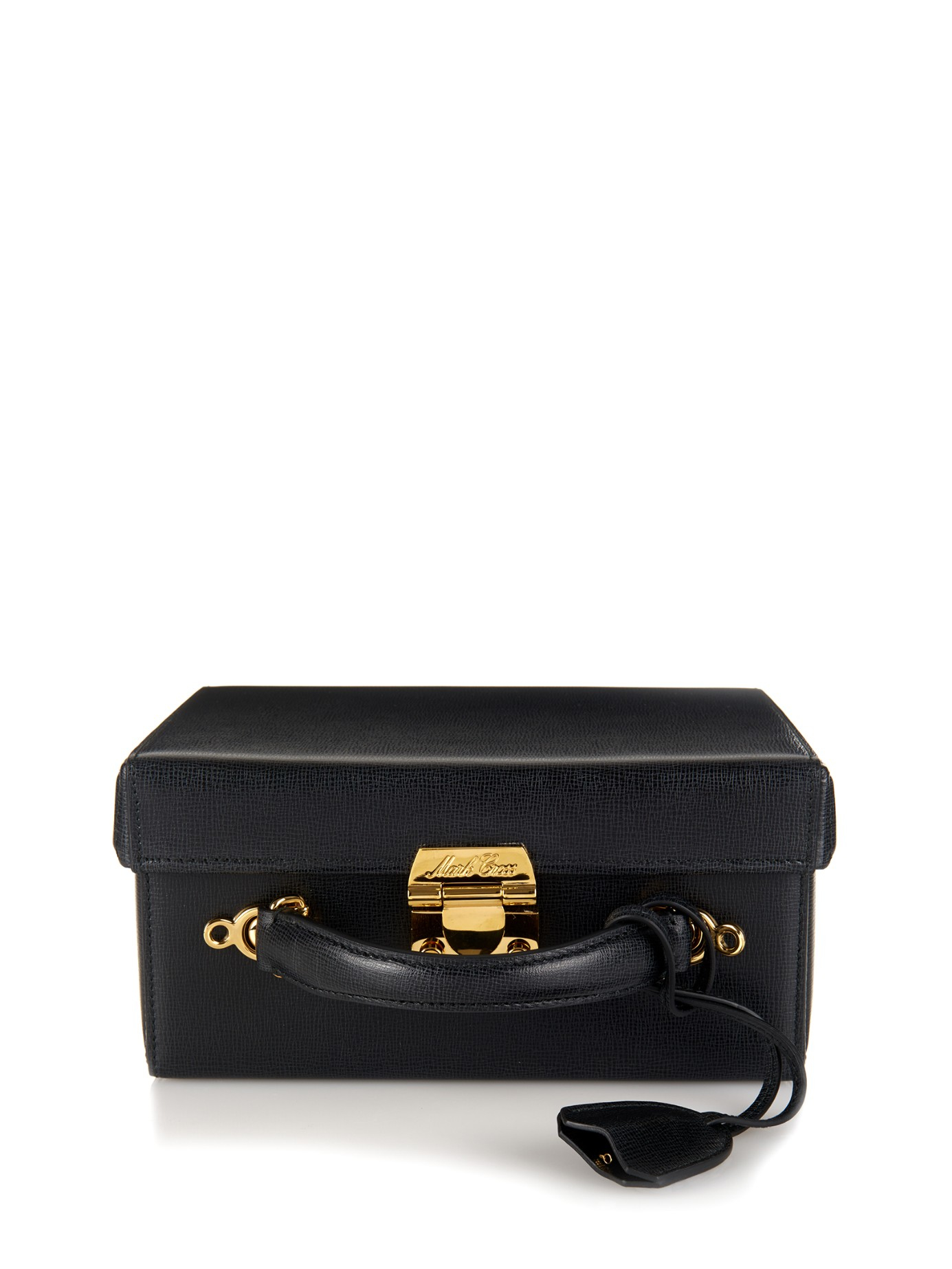 Mark Cross Grace Cube Box Bag Crystal Embellished Metallic Leather Gold  1017151