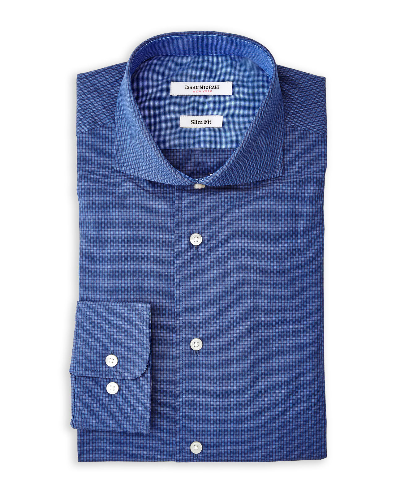 Isaac Mizrahi Blue & Navy Slim Fit Dress Shirt in Blue for Men (Blue