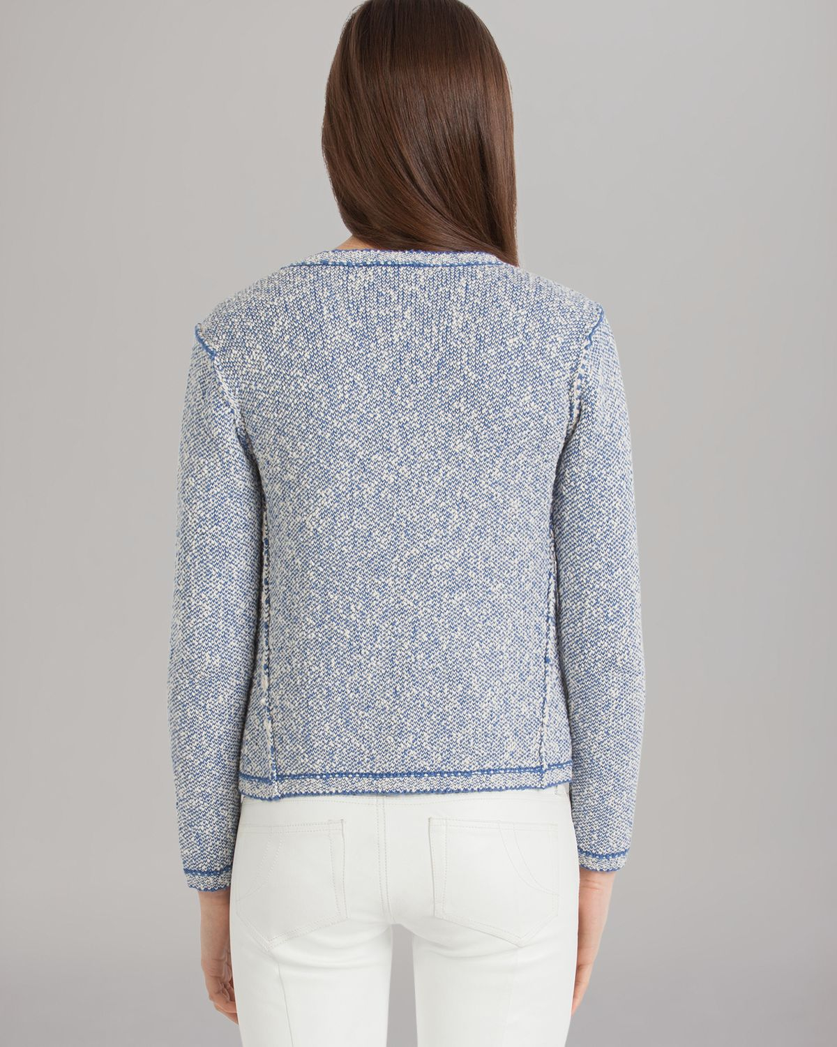 Maje Cardigan Tweed in Blue Lyst