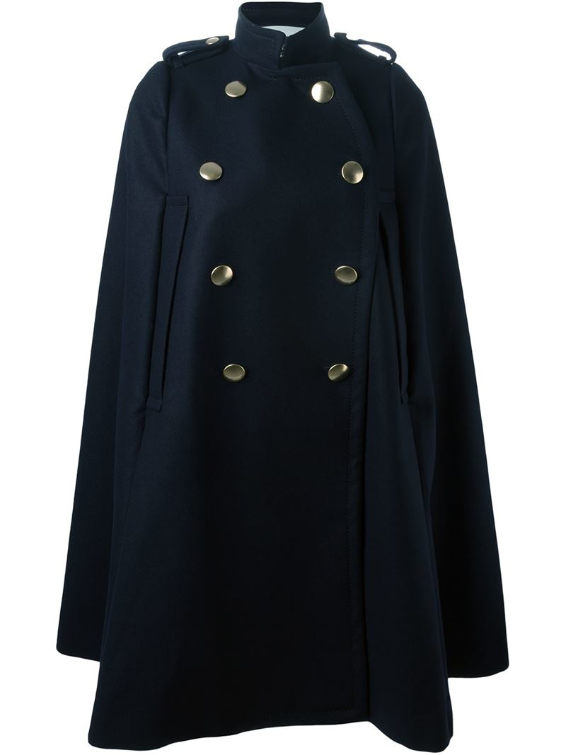 Lyst - Sacai Luck Military Style Cape Coat in Blue