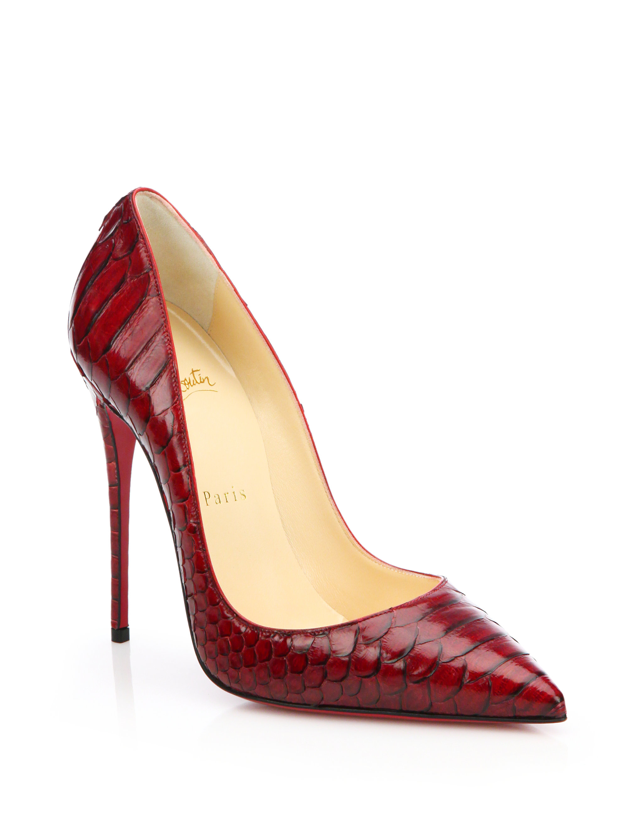 Christian Louboutin Leather So Kate Python Pumps in Red - Lyst