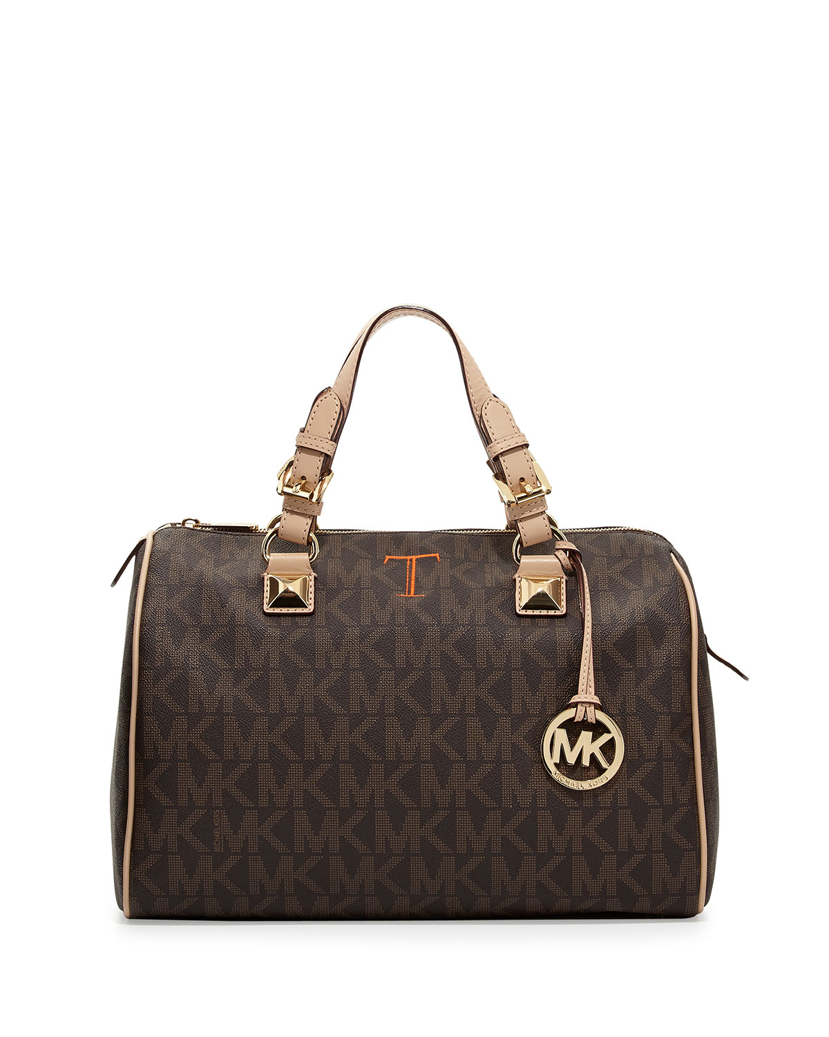 MICHAEL Michael Kors Monogrammed Large Grayson Logo Satchel in Brown - Lyst