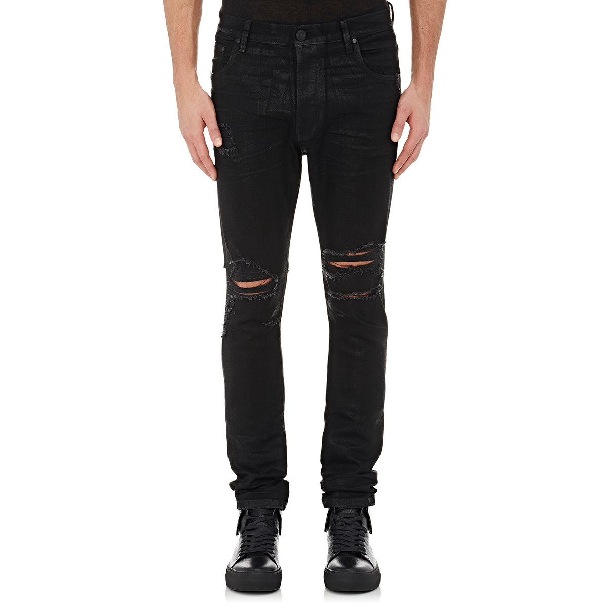 black destroyed jeans