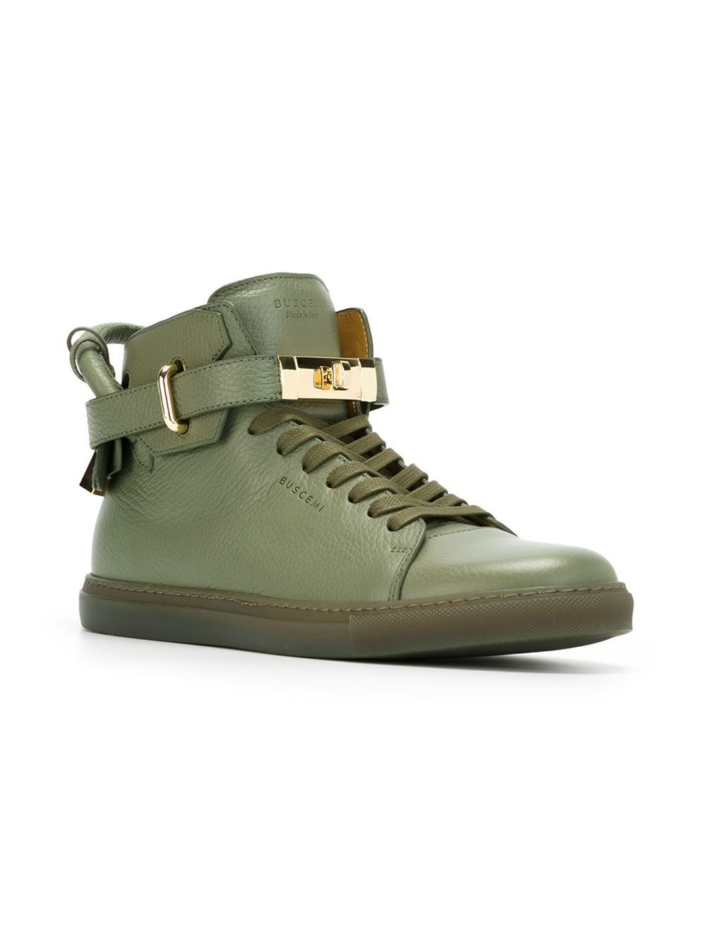 Buscemi Padlock-Detail Leather Sneakers in Green for Men | Lyst