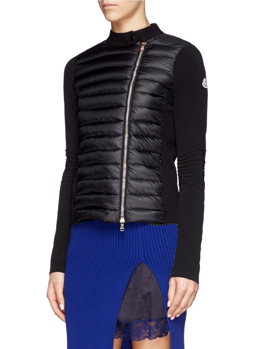 Moncler 'maglia Tricot' Down Front Cardigan in Black - Lyst