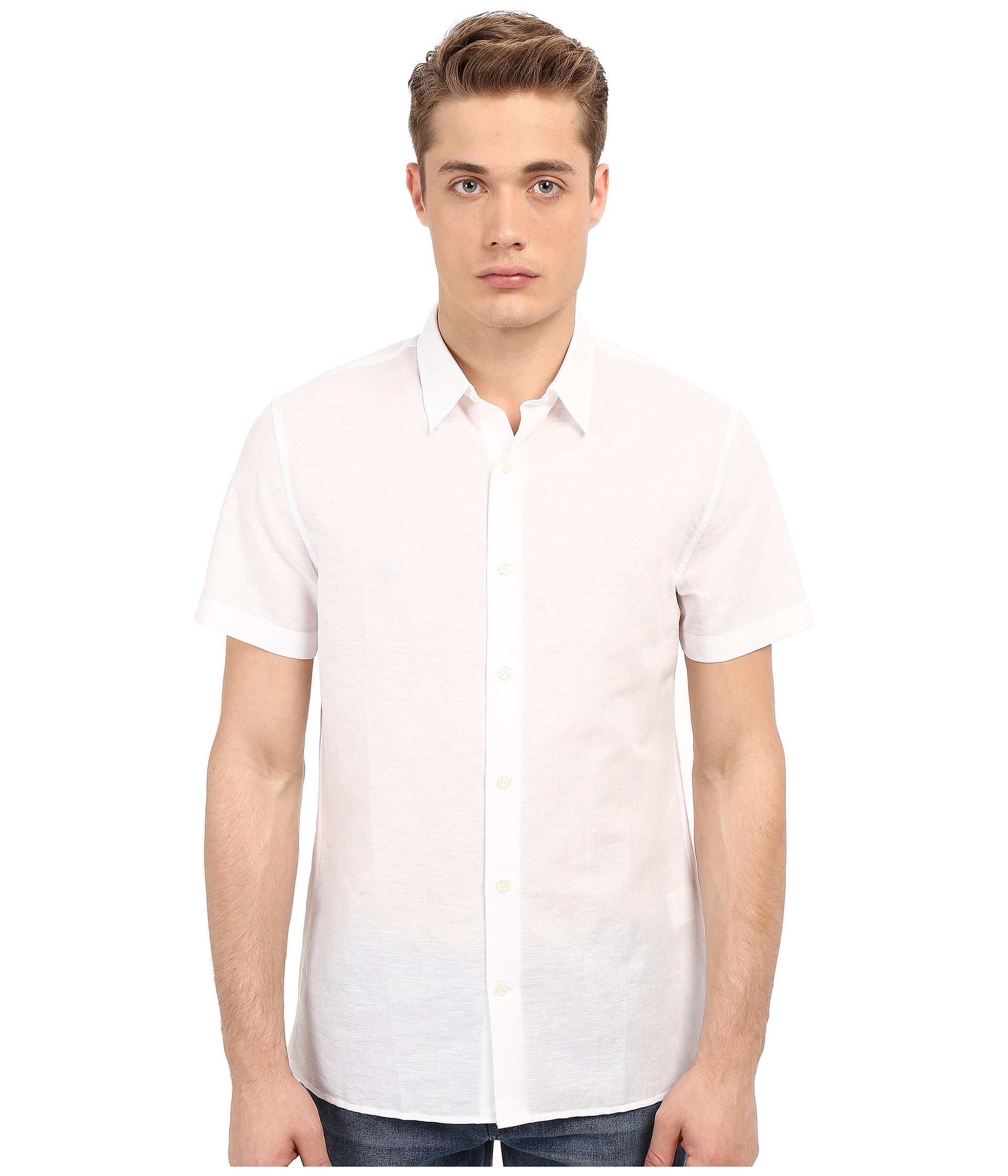 Vince Linen Short Sleeve Melrose Shirt in White for Men - Save 63% | Lyst