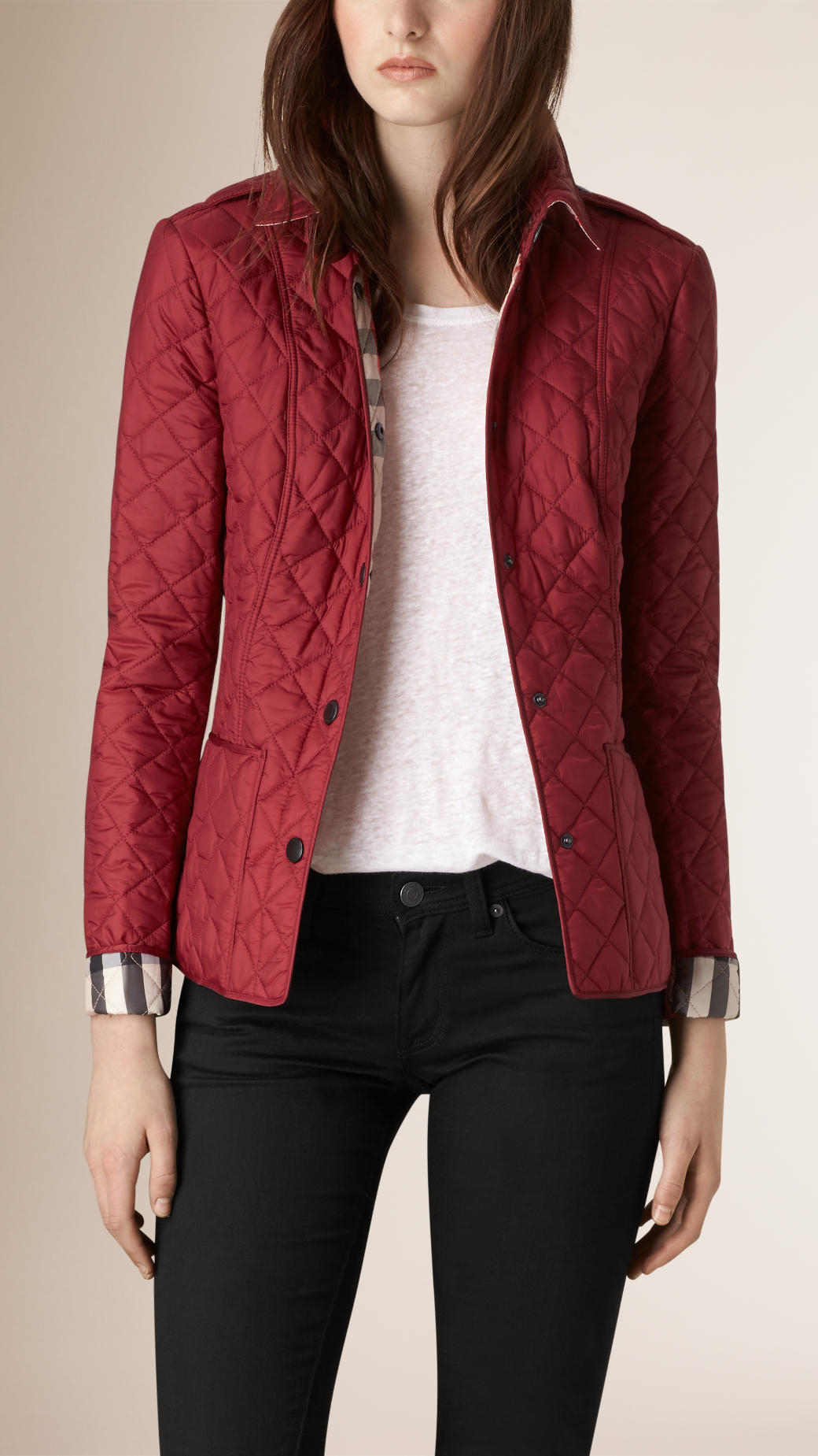 red quilted burberry jacket