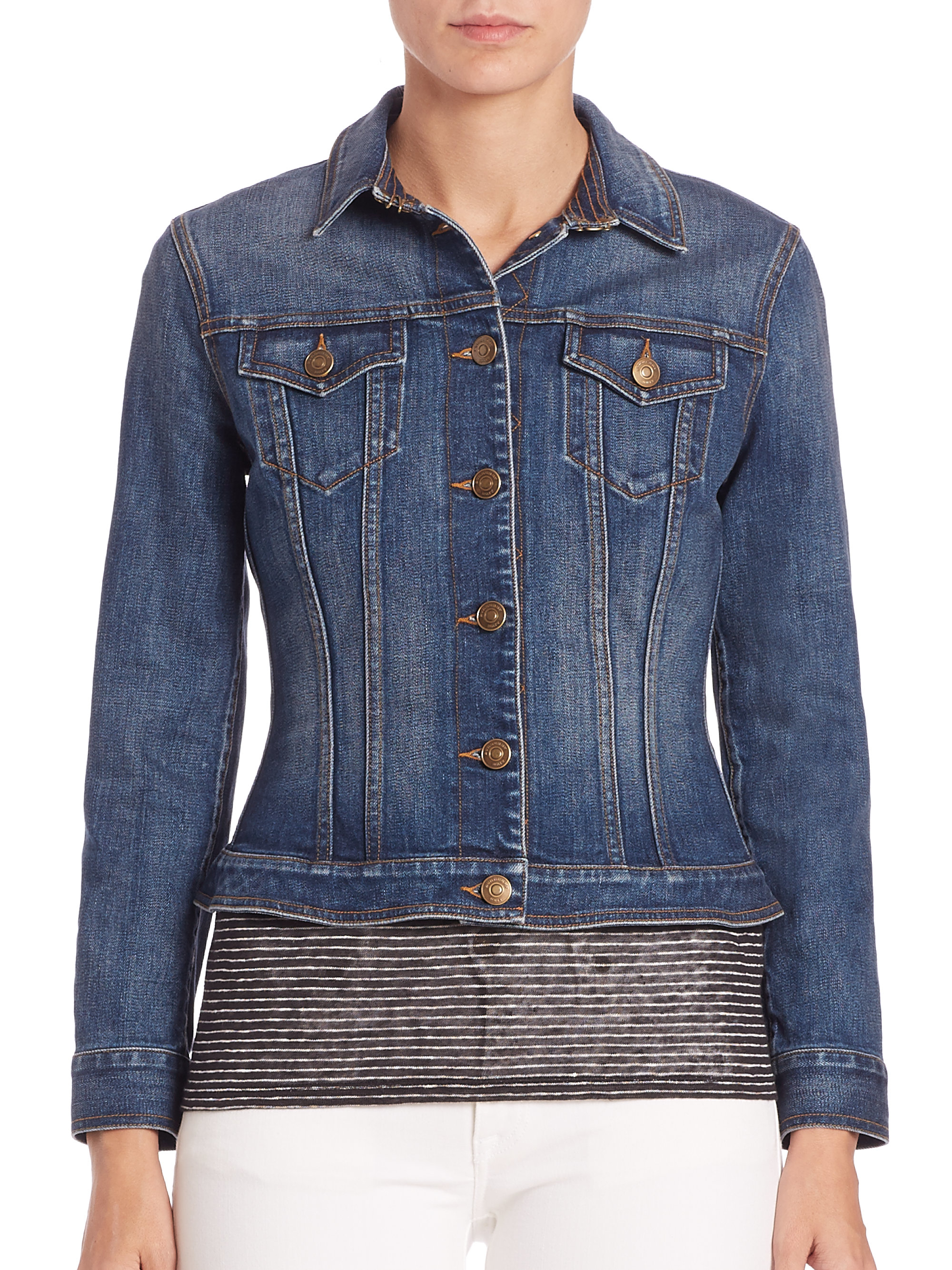 Burberry Brit Kirkella Denim Peplum Jacket in Indigo (Blue) - Lyst