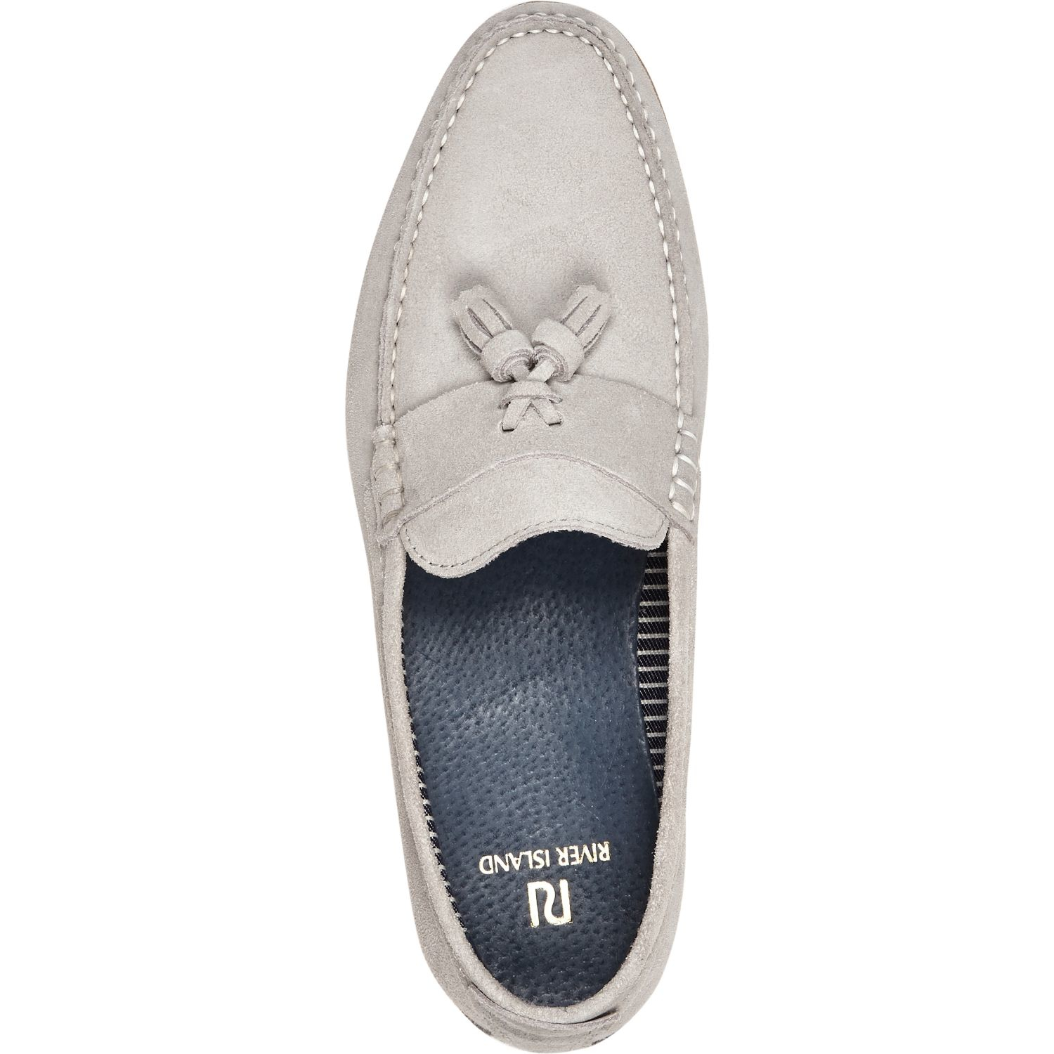 Light Grey Suede Tassel Loafers 