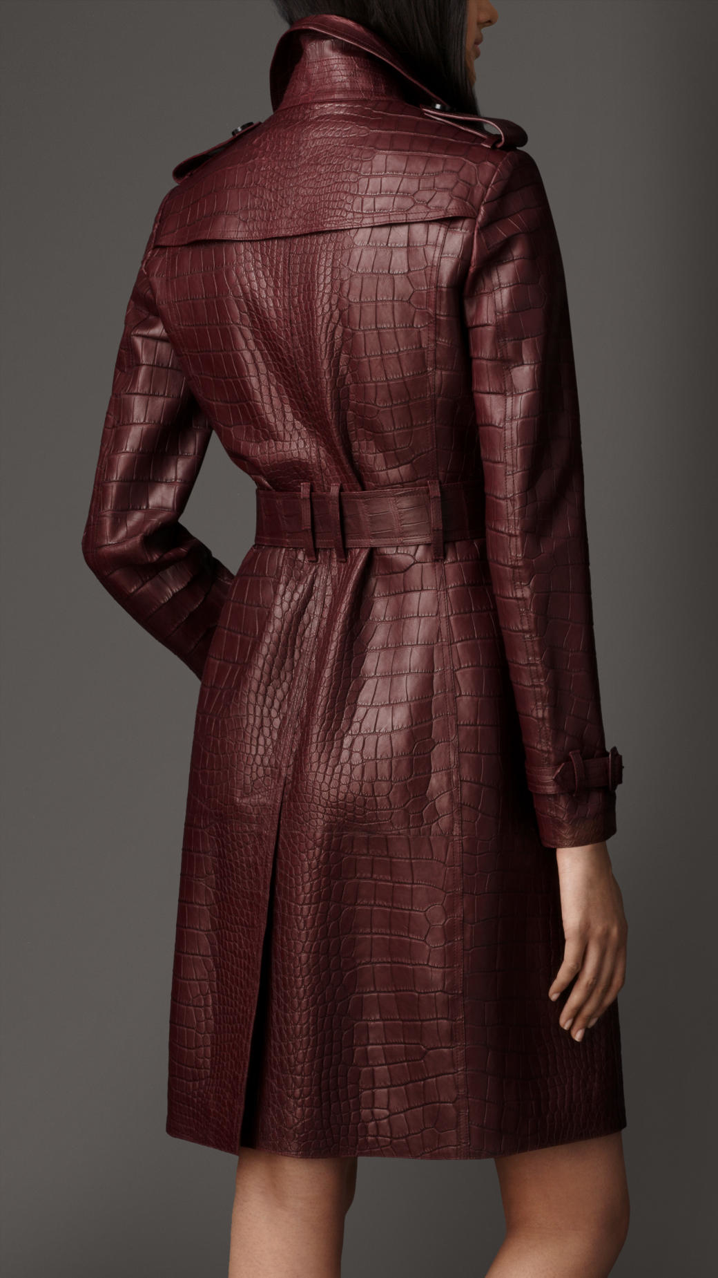 Burberry Alligator Wrap Trench Coat in Purple | Lyst