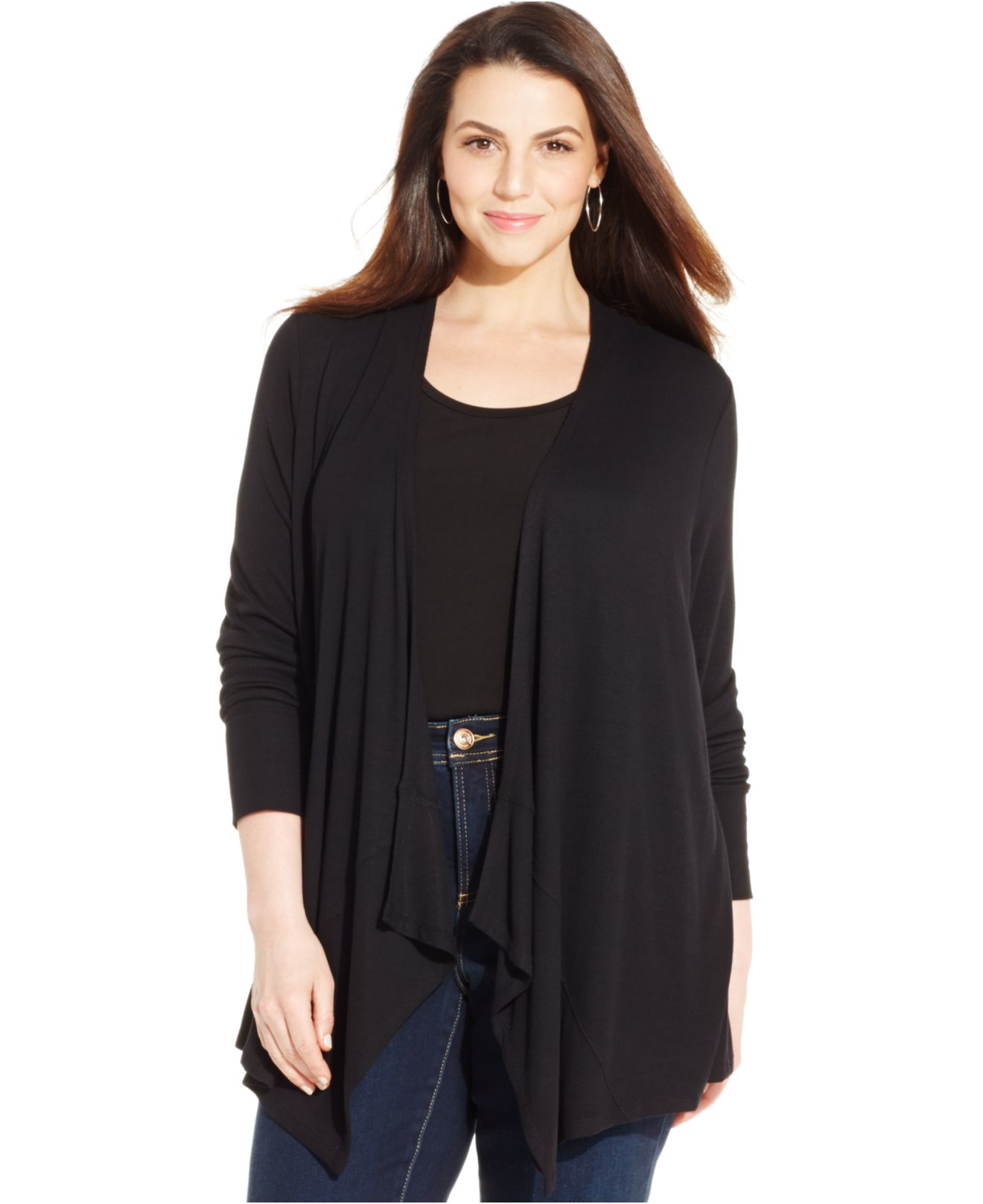 Lyst - Inc International Concepts Plus Size Draped Open-front Cardigan ...