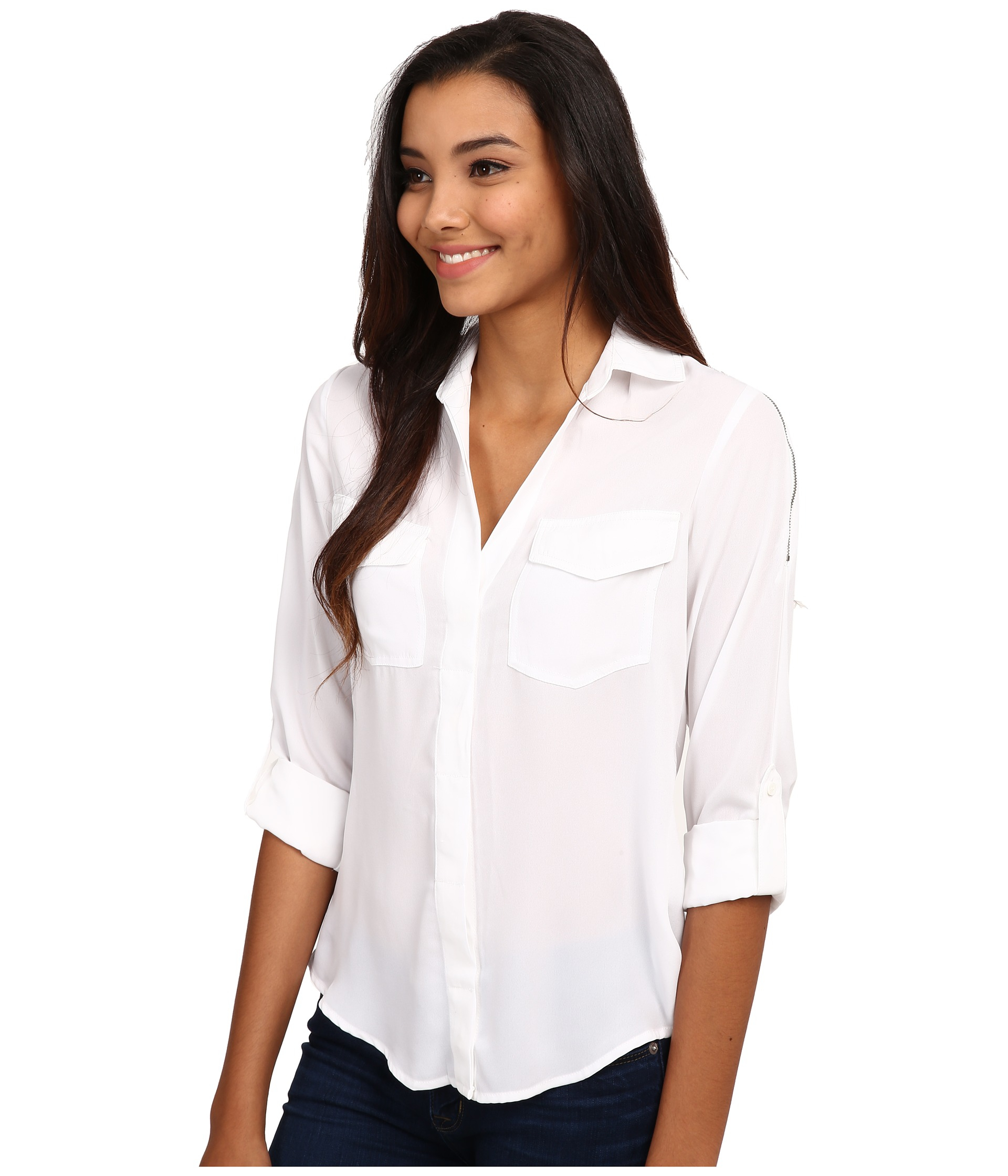 blouse with zip front