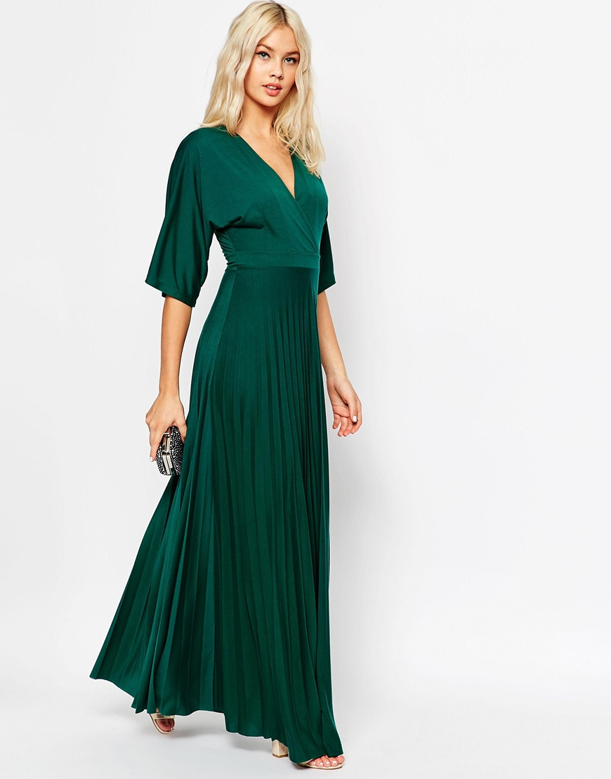 ASOS Synthetic Maxi Dress With Pleated ...