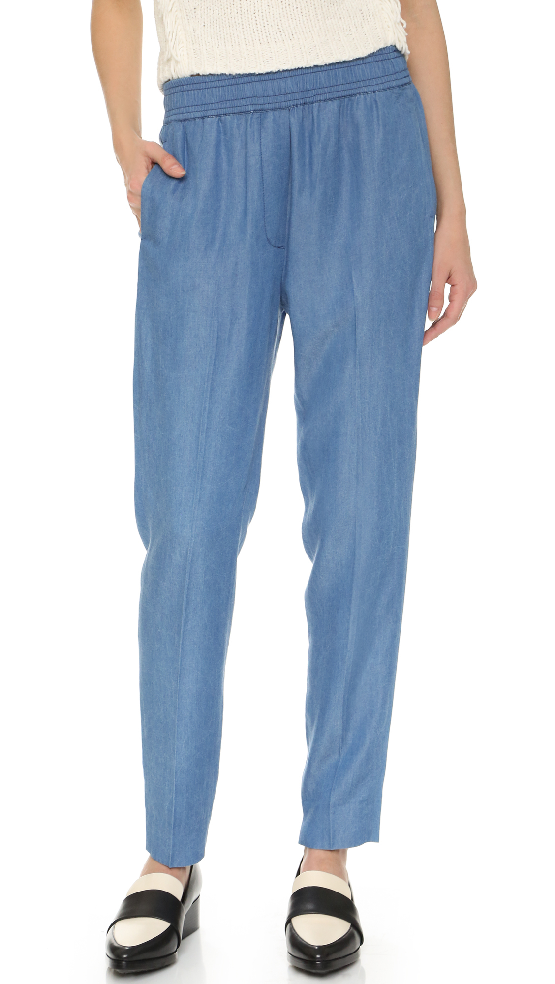 blue chambray pants