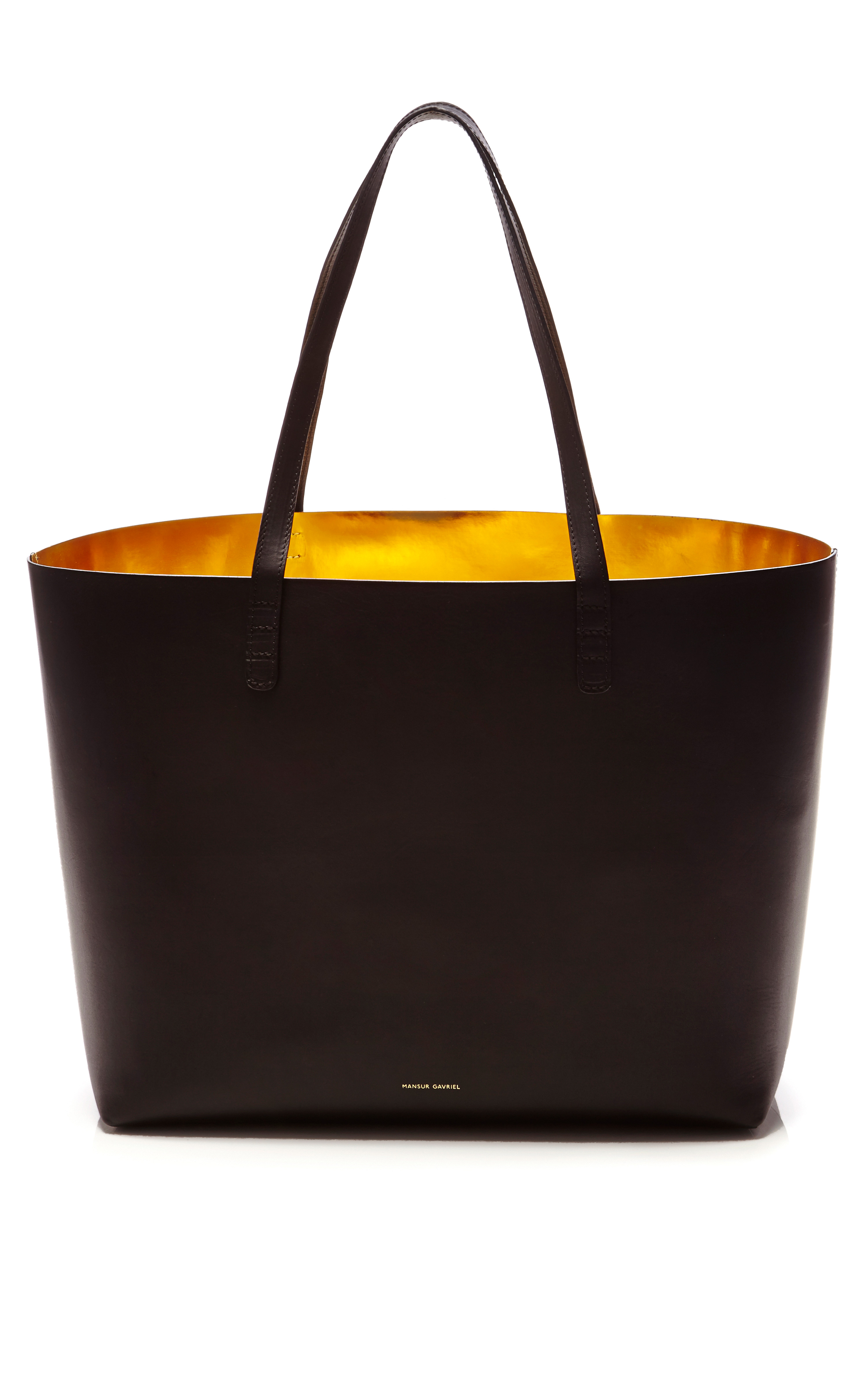 Mansur Gavriel Large Tote in Black with Gold Interior