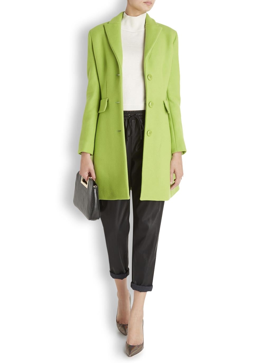 bright green wool coat