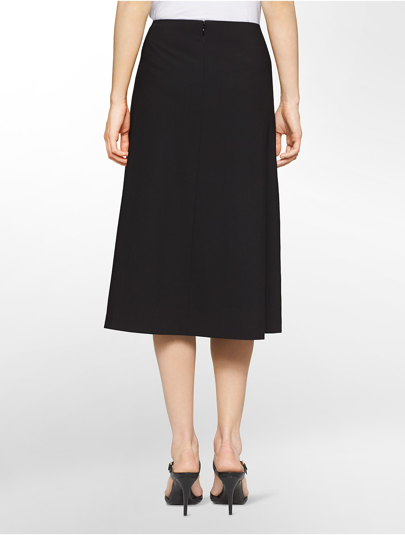 Lyst - Calvin Klein White Label A-line Midi Suit Skirt in Black