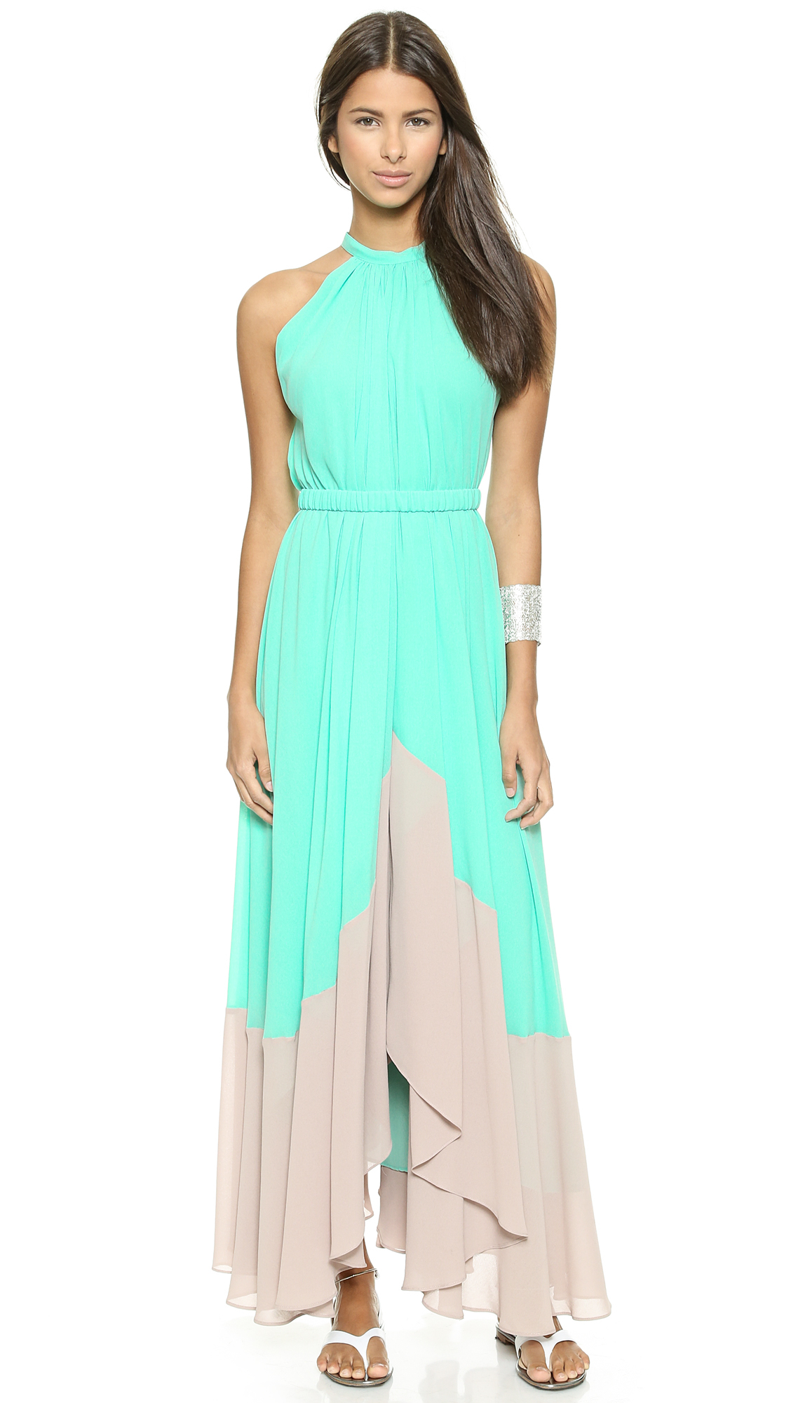 orange and green maxi dress
