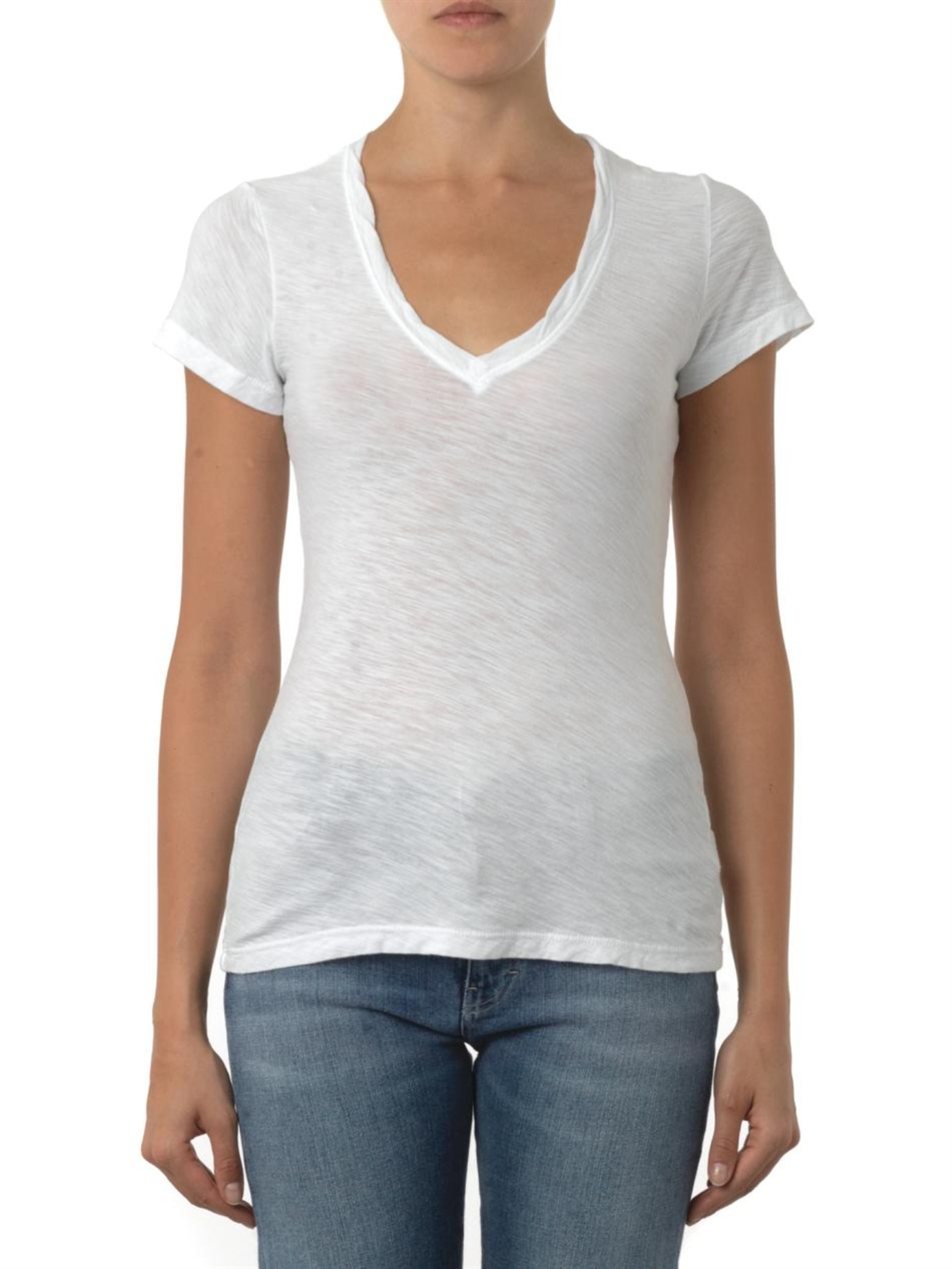 James Perse V-Neck Slub-Cotton T-Shirt 