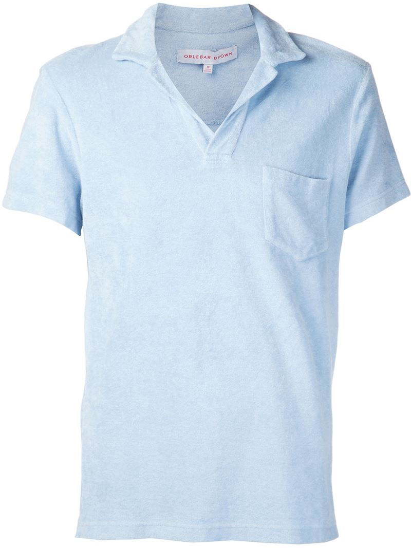 Orlebar brown Terry Cloth Polo Shirt in Blue for Men Lyst