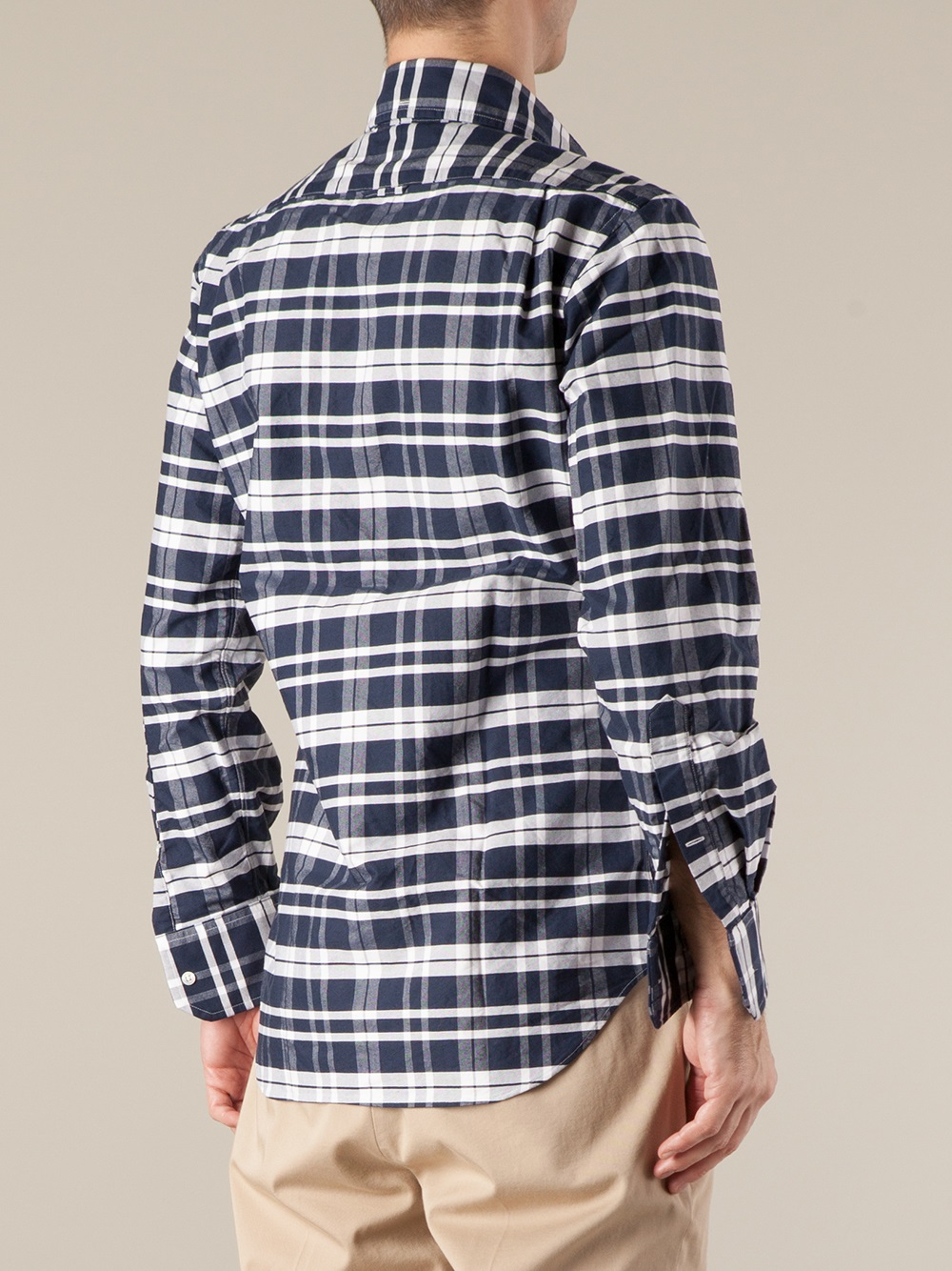 Thom Browne Checked Shirt in Blue for 