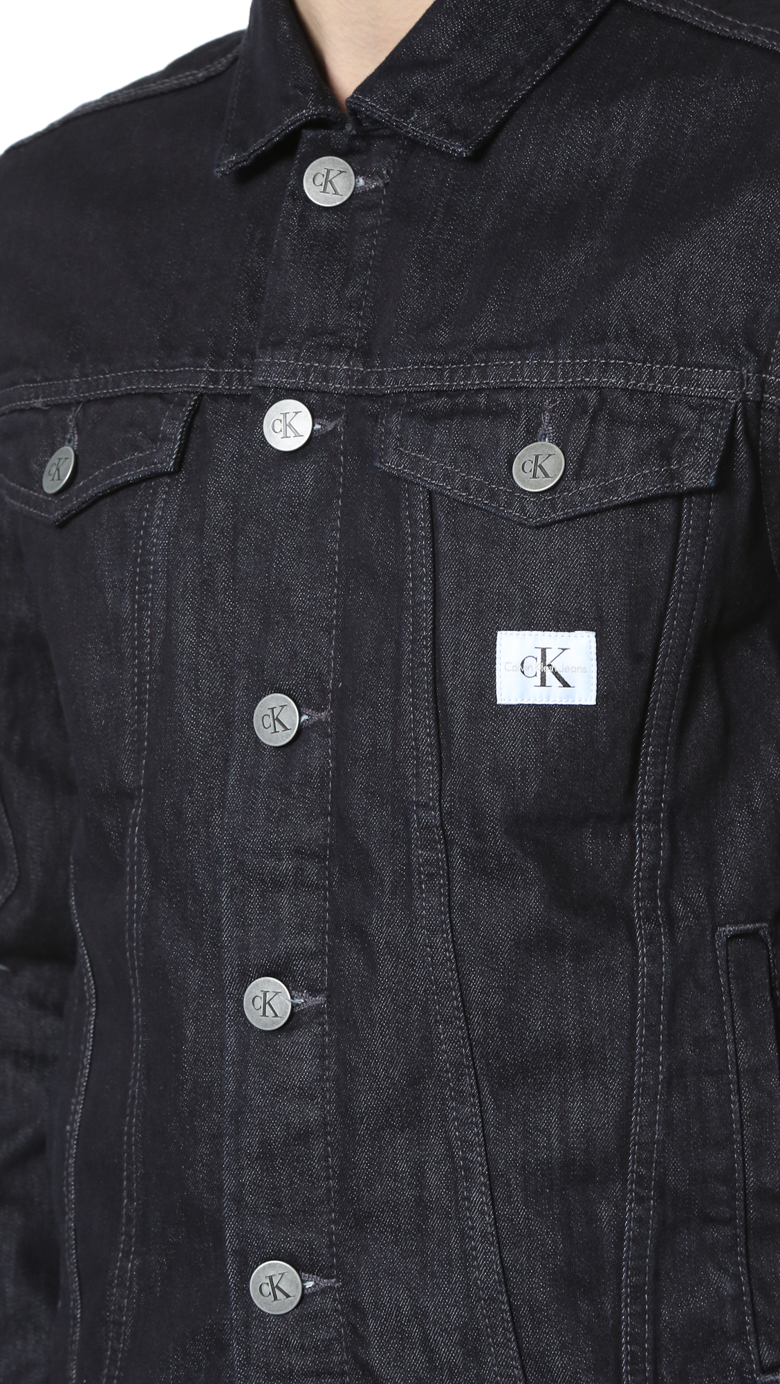 calvin klein black denim jacket mens