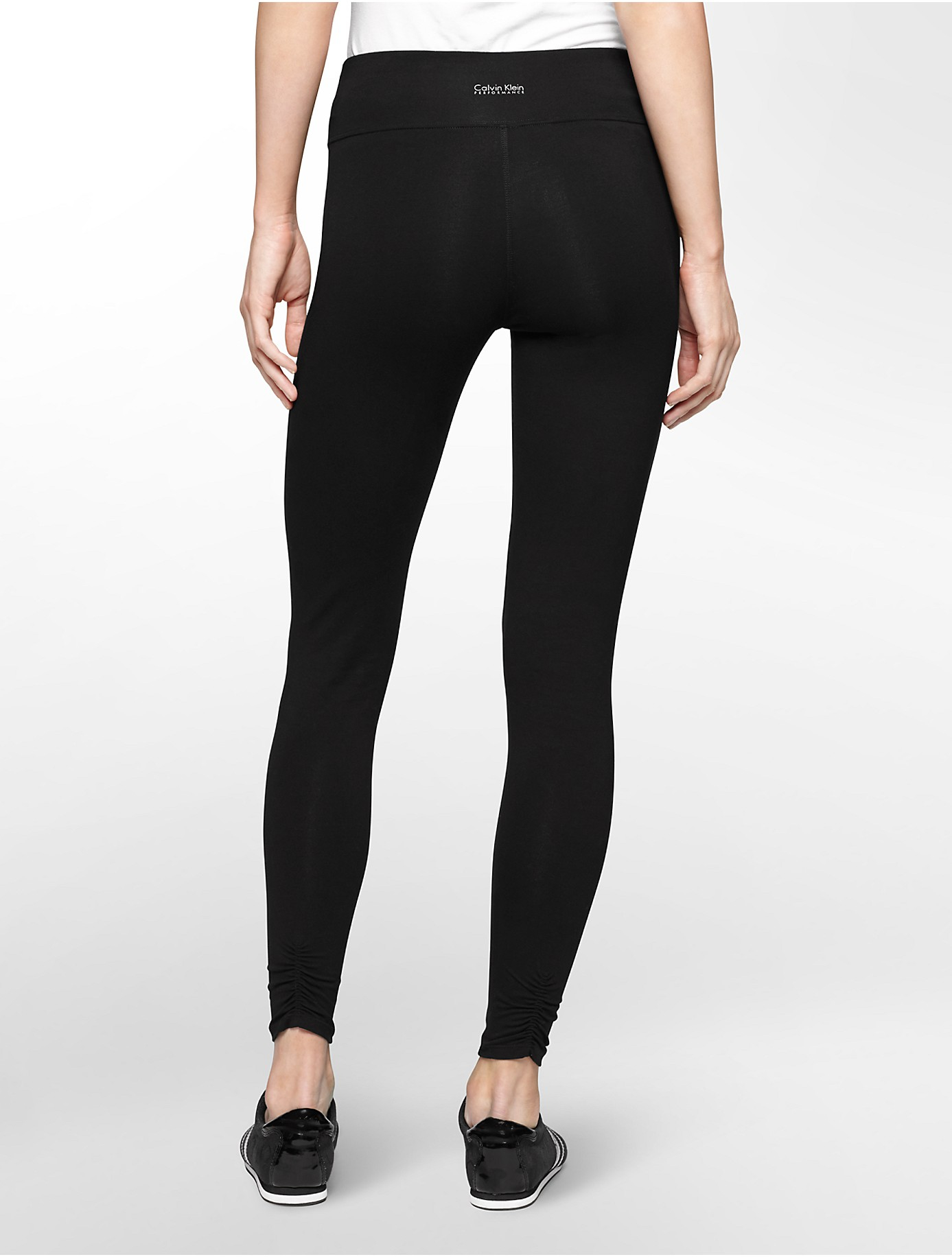 Calvin Klein White Label Performance Ruched Ankle Leggings In Black Lyst